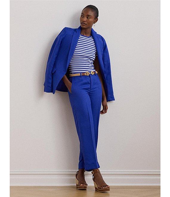 Lauren Ralph Lauren Linen Blend Twill High Rise Wide Leg Cropped Pants Product Image