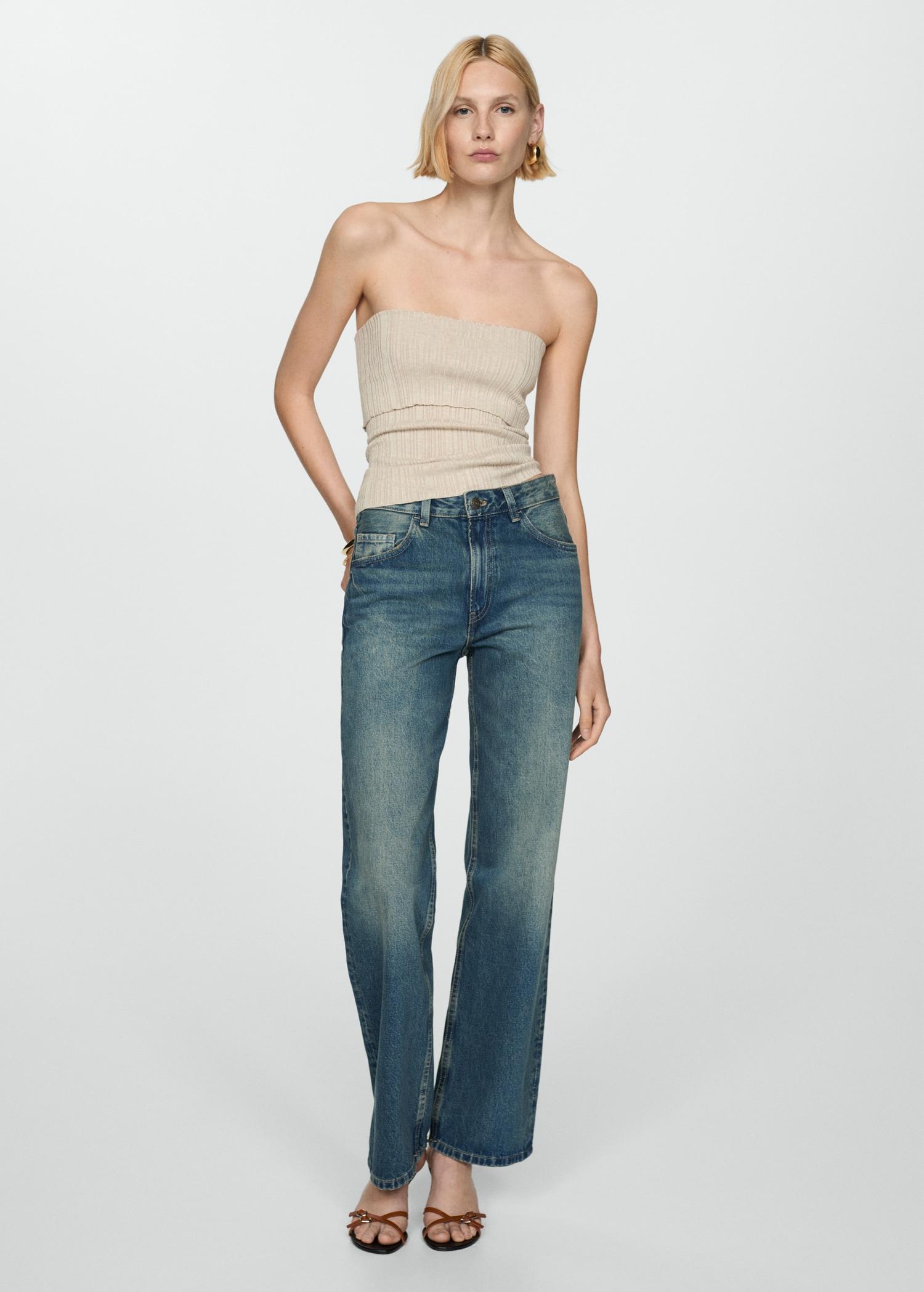 Strapless knitted top - Women | MANGO USA Product Image