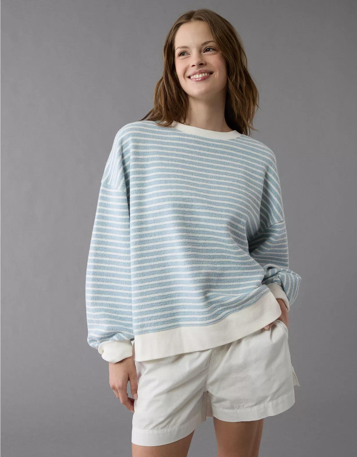 AE Oversized Striped Sweatshirt Product Image