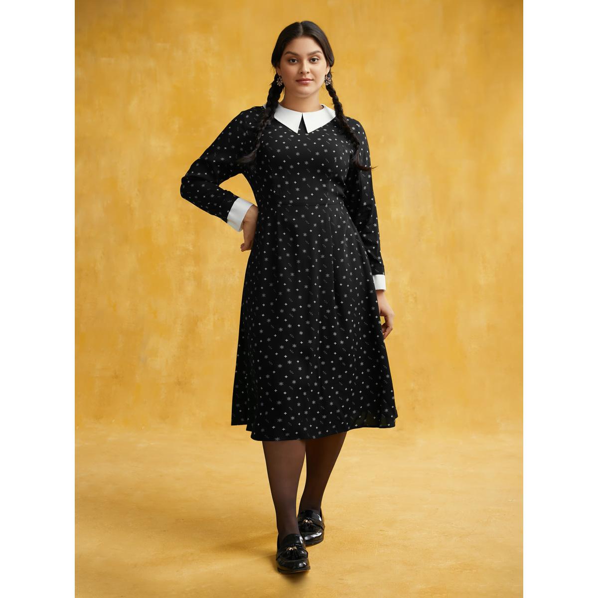 Plus Size Dark Whispers A-line Midi Dress Black Women Cocktail Contrast Party Curvy Bloomchic 18-20/2X Product Image