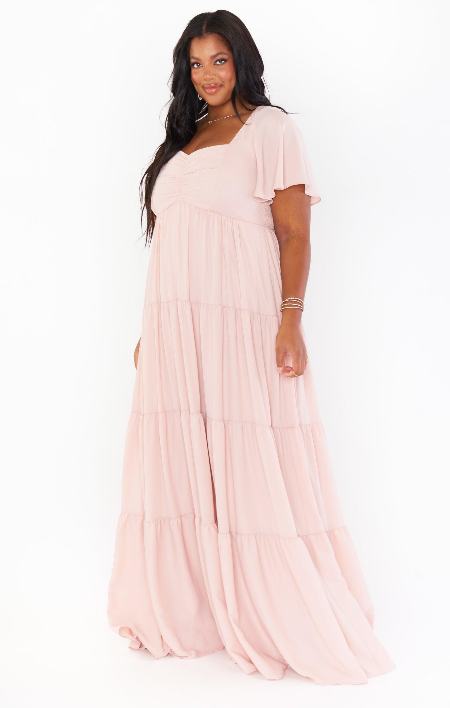 Nicole Maxi Dress ~ Dusty Blush Crisp Product Image
