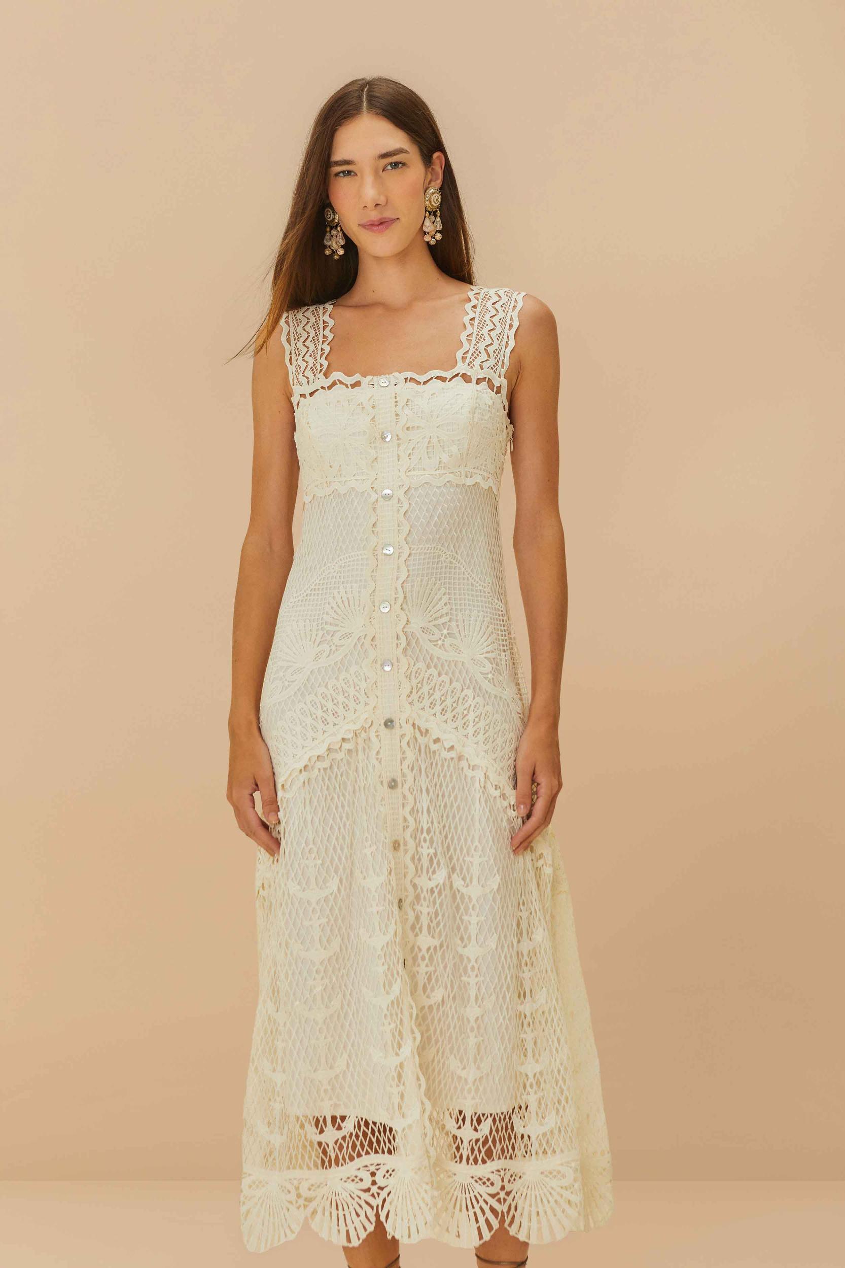 Off-White Nautical Guipure Maxi Dress Product Image