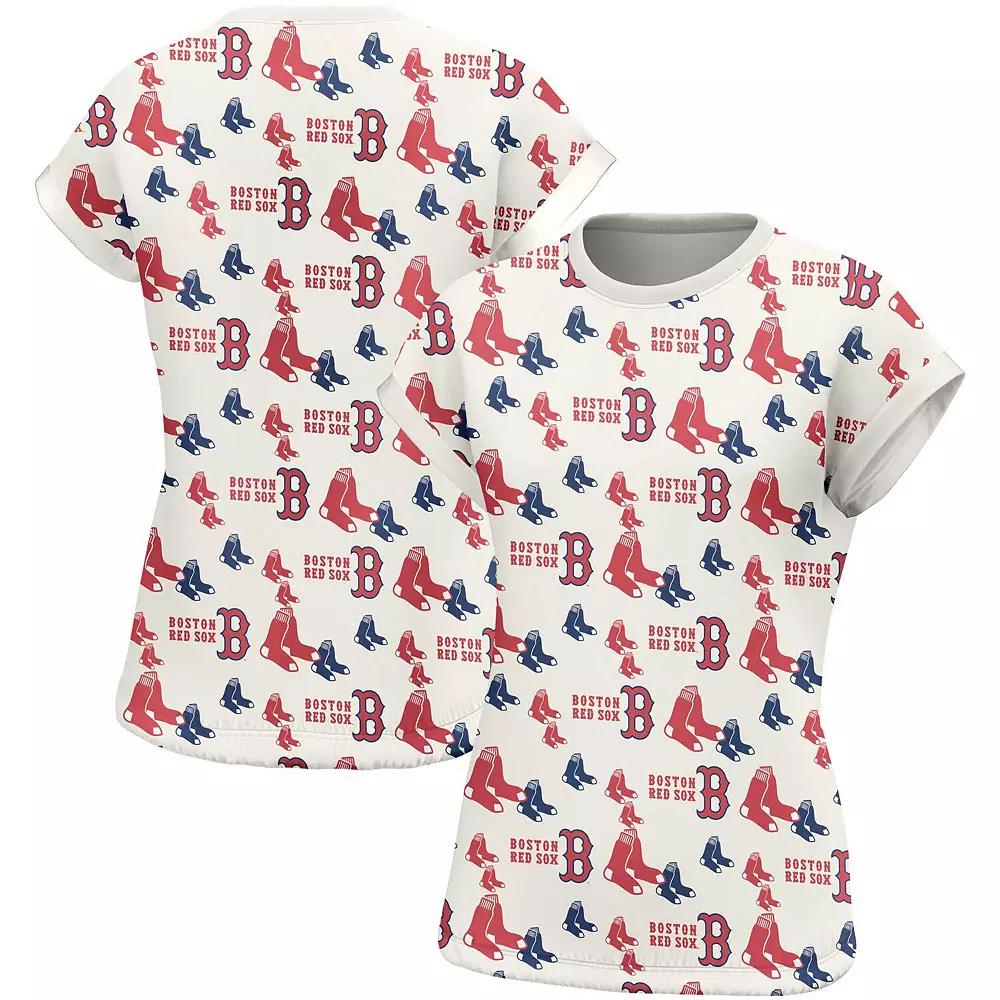 Women's Lusso White Boston Red Sox Madge Dolman Tri-Blend T-Shirt,  Product Image