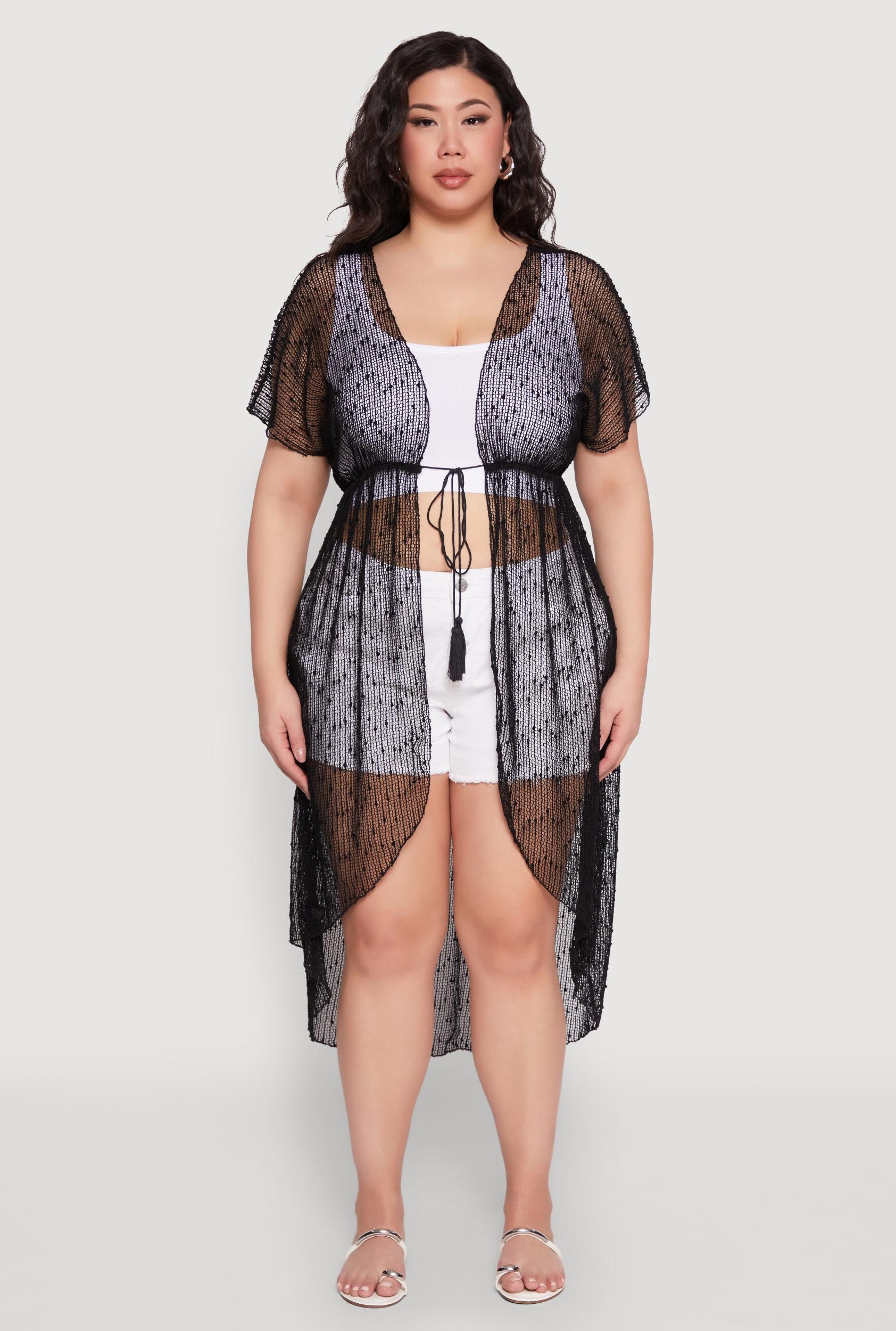 Popcorn Knit Tie Front Cover Up Kimono Female Product Image