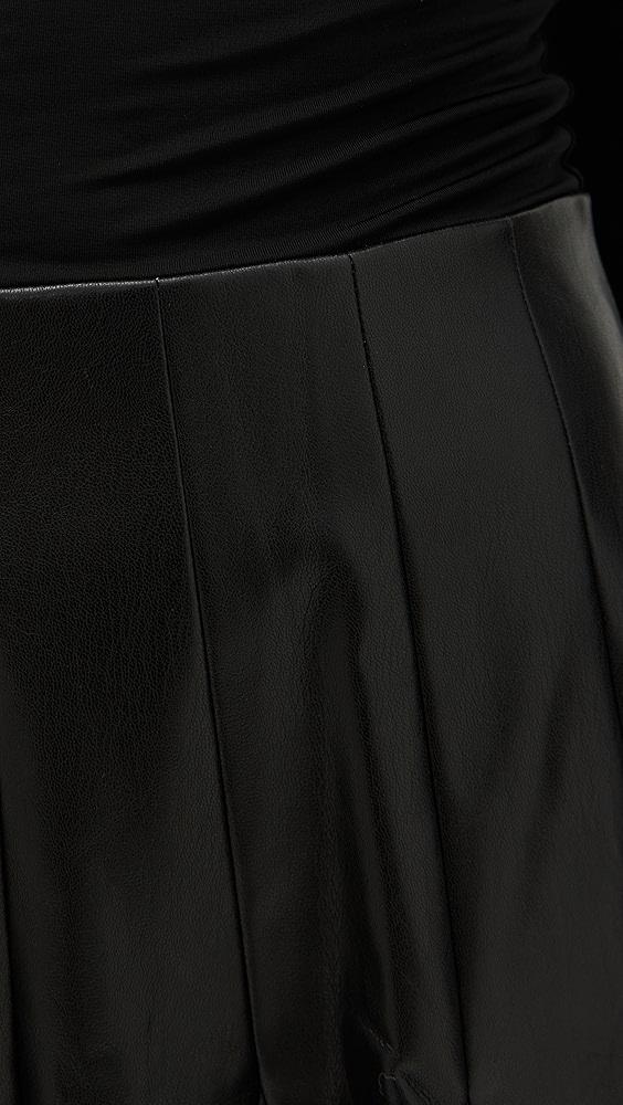 alice + olivia Arden Vegan Leather Scoop Neck Pleated Mini Dress | Shopbop Product Image