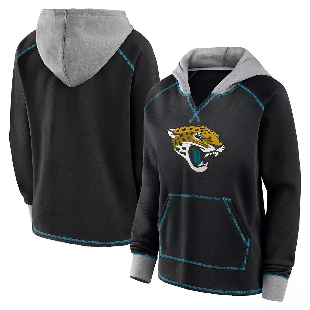 Women's Black Jacksonville Jaguars Boom Fleece Pullover V-Neck Hoodie,  Product Image