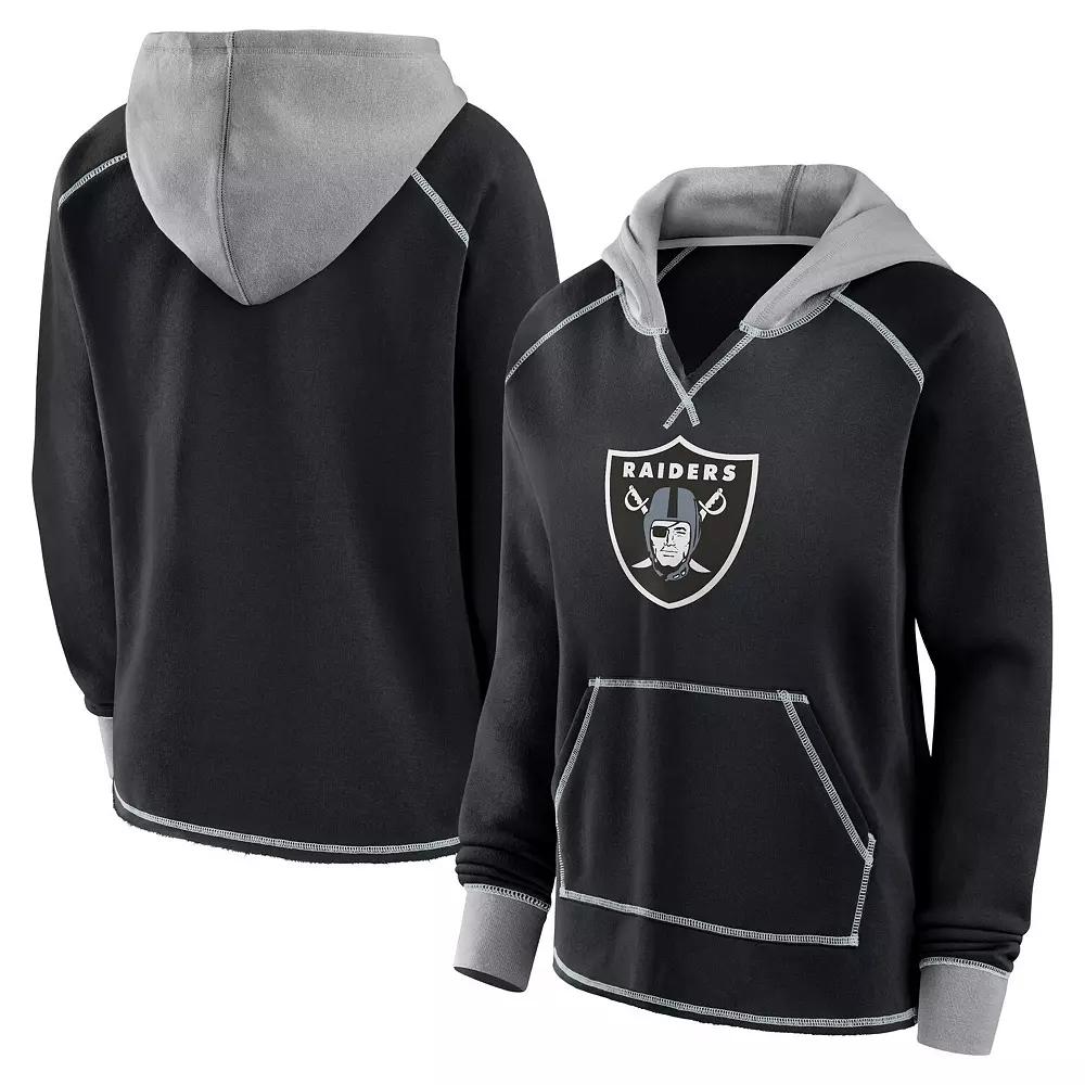 Women's Black New Orleans Saints Boom Fleece Pullover V-Neck Hoodie,  Product Image