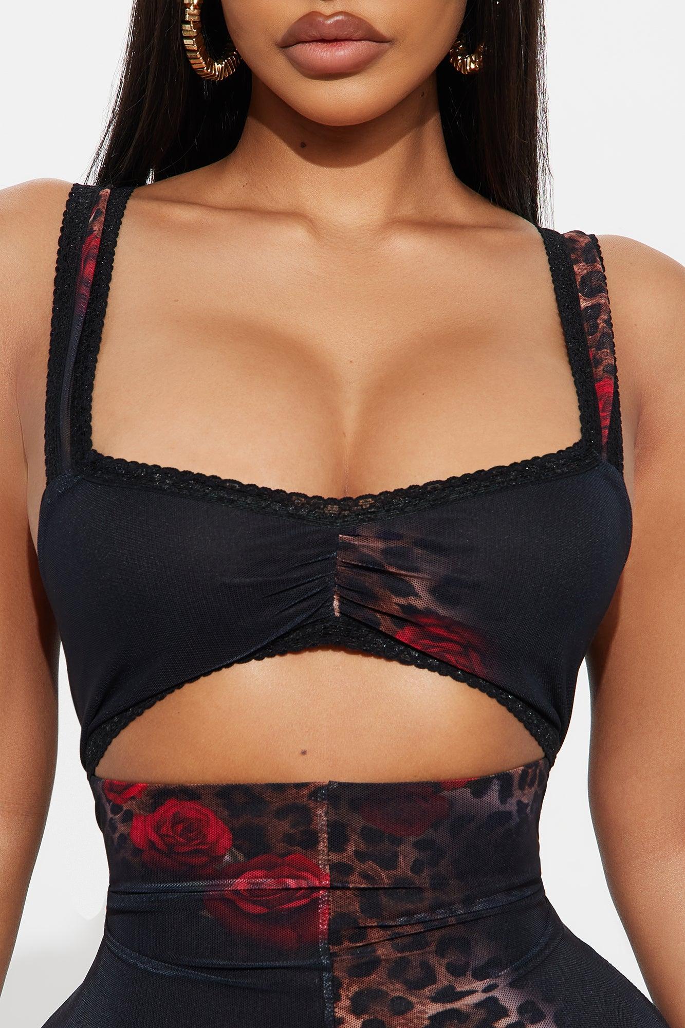 Eclipse Heat Leopard Mesh Flare Leg Jumpsuit - Black/combo Product Image