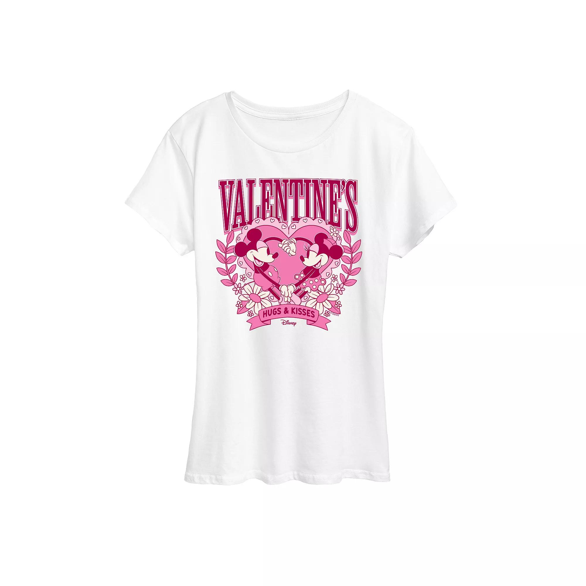 Disney's Mickey & Minnie Mouse Women's Valentine's Hugs & Kisses Graphic Tee,  Product Image