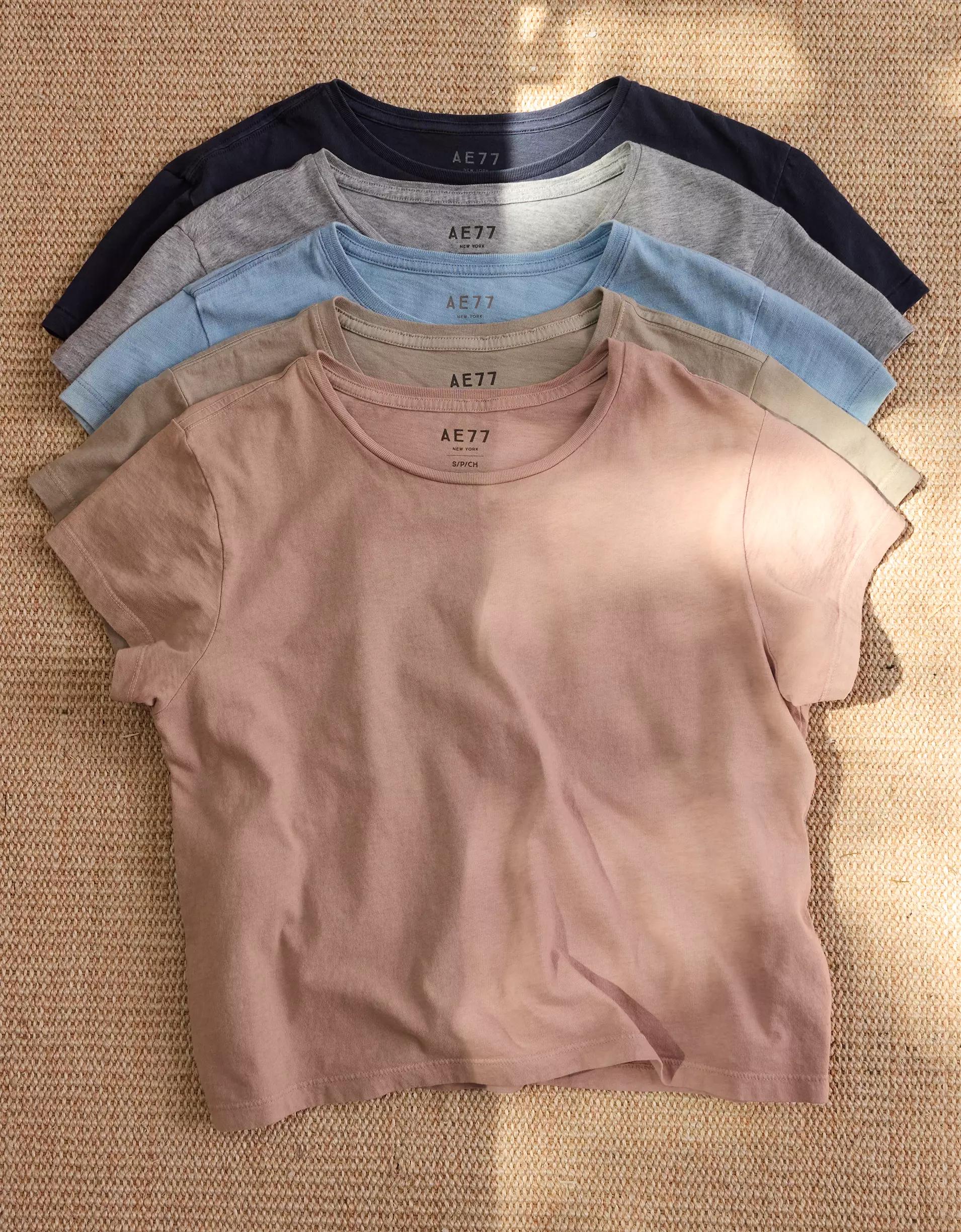AE77 Premium Boxy Cropped Crewneck T-Shirt Product Image