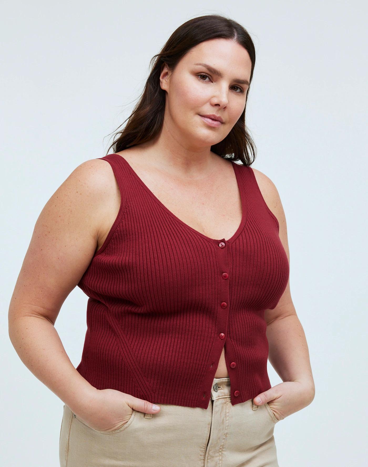 The Signature Knit Button-Front Sweater Tank Product Image