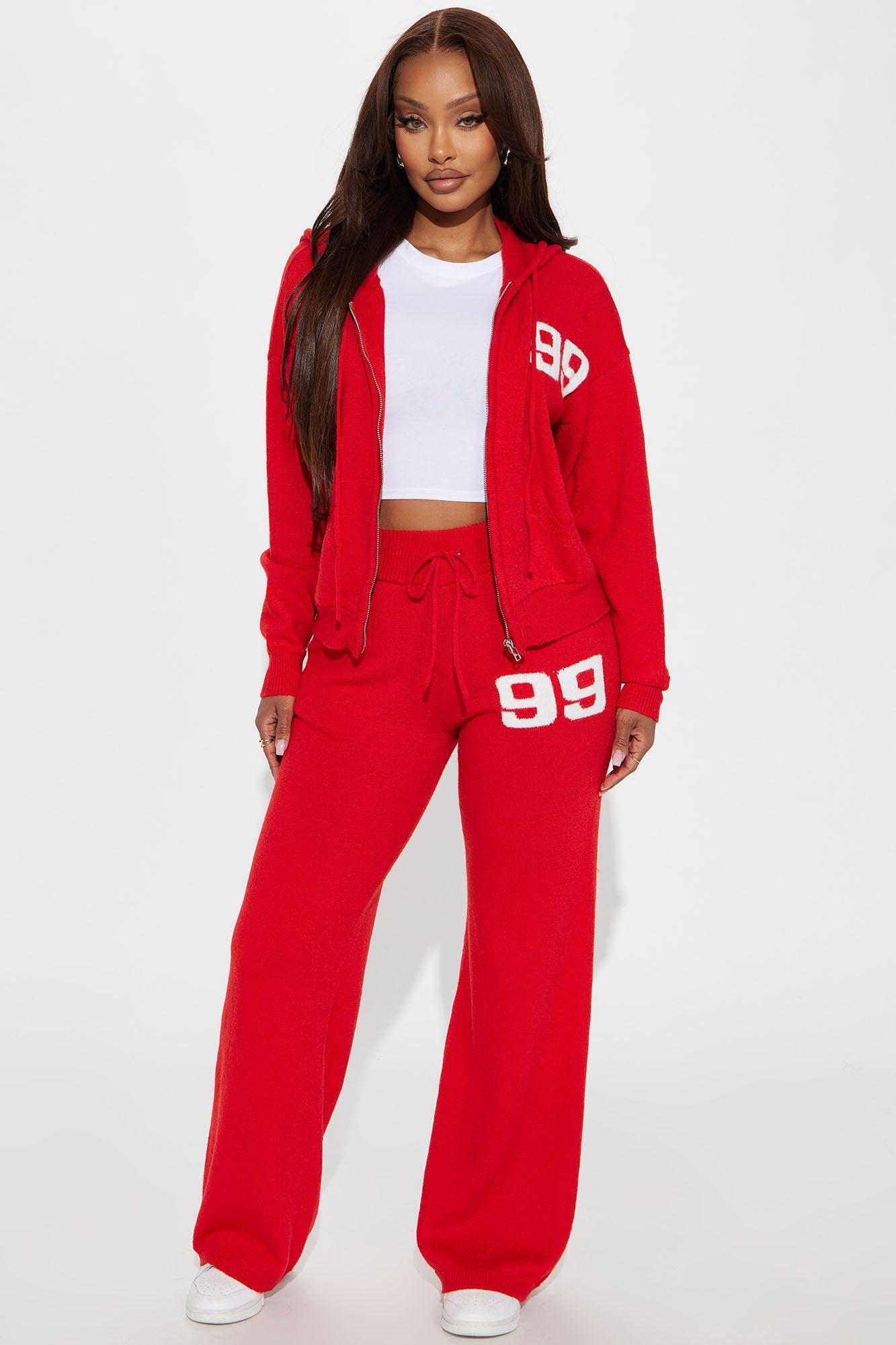 99 Problems Sweater Pant Set - Red Product Image