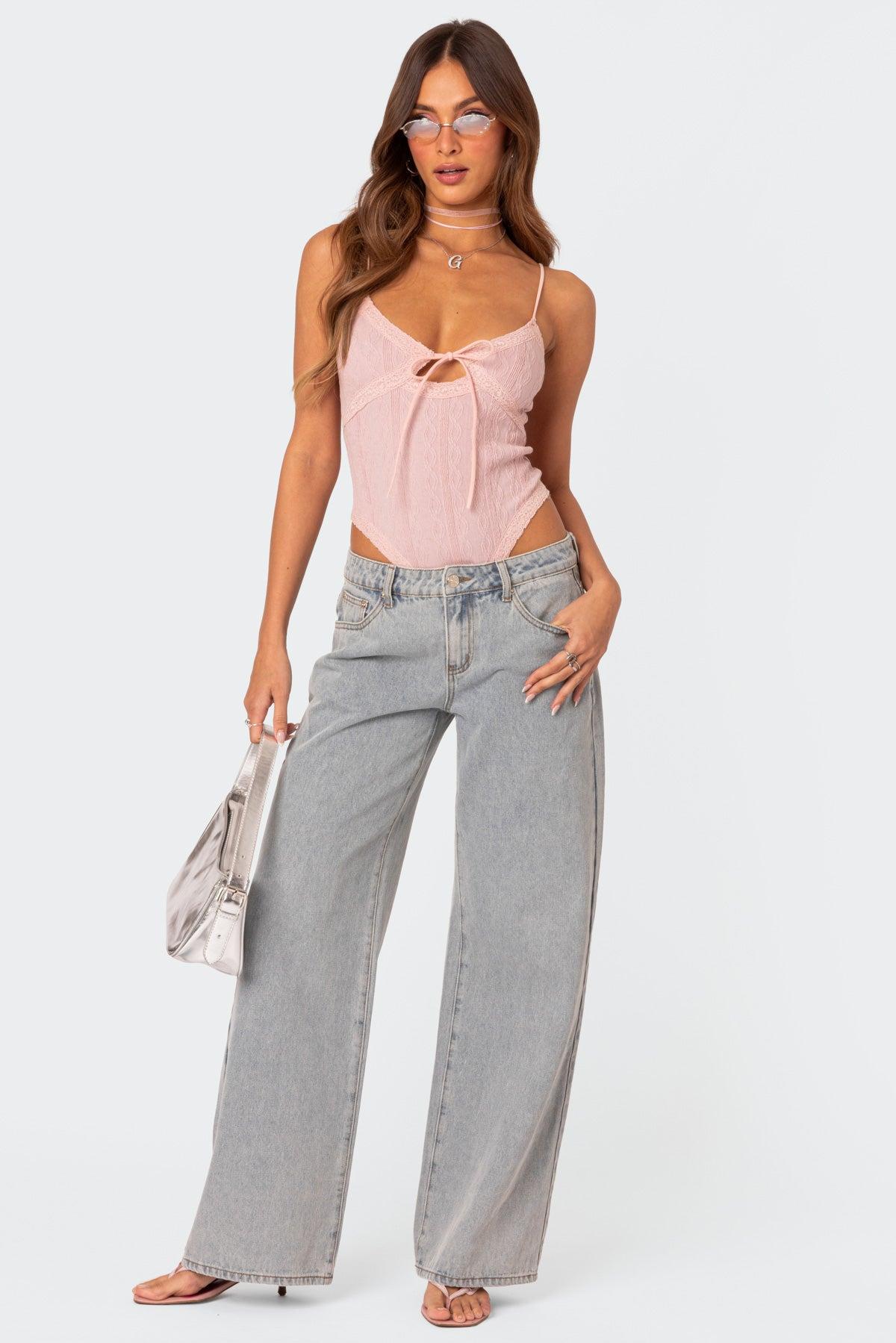 Bow Pocket Relaxed Jeans Product Image
