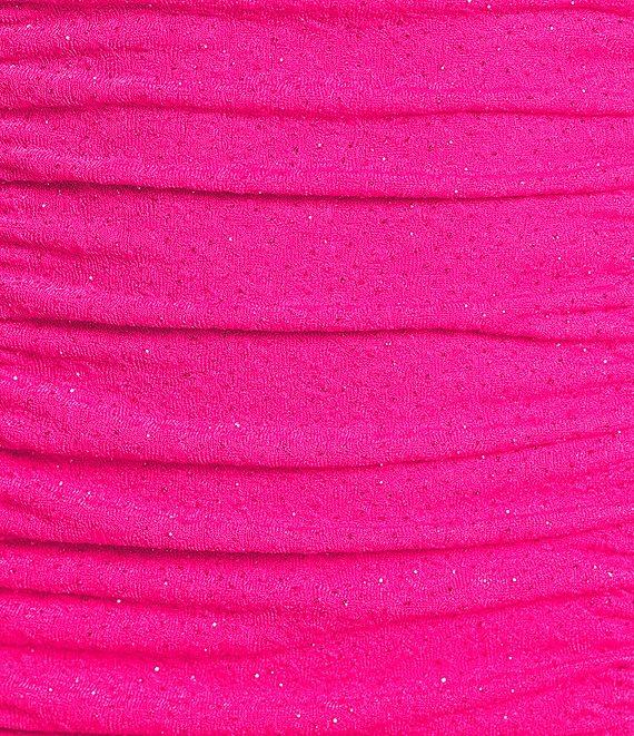 Honey and Rosie Glitter Knit V-Neck Shirred Open-Back Mini Dress Product Image