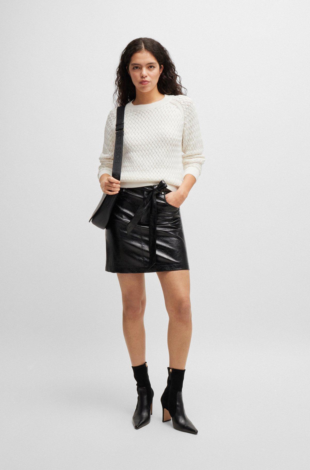 Cotton sweater with mixed structures Product Image
