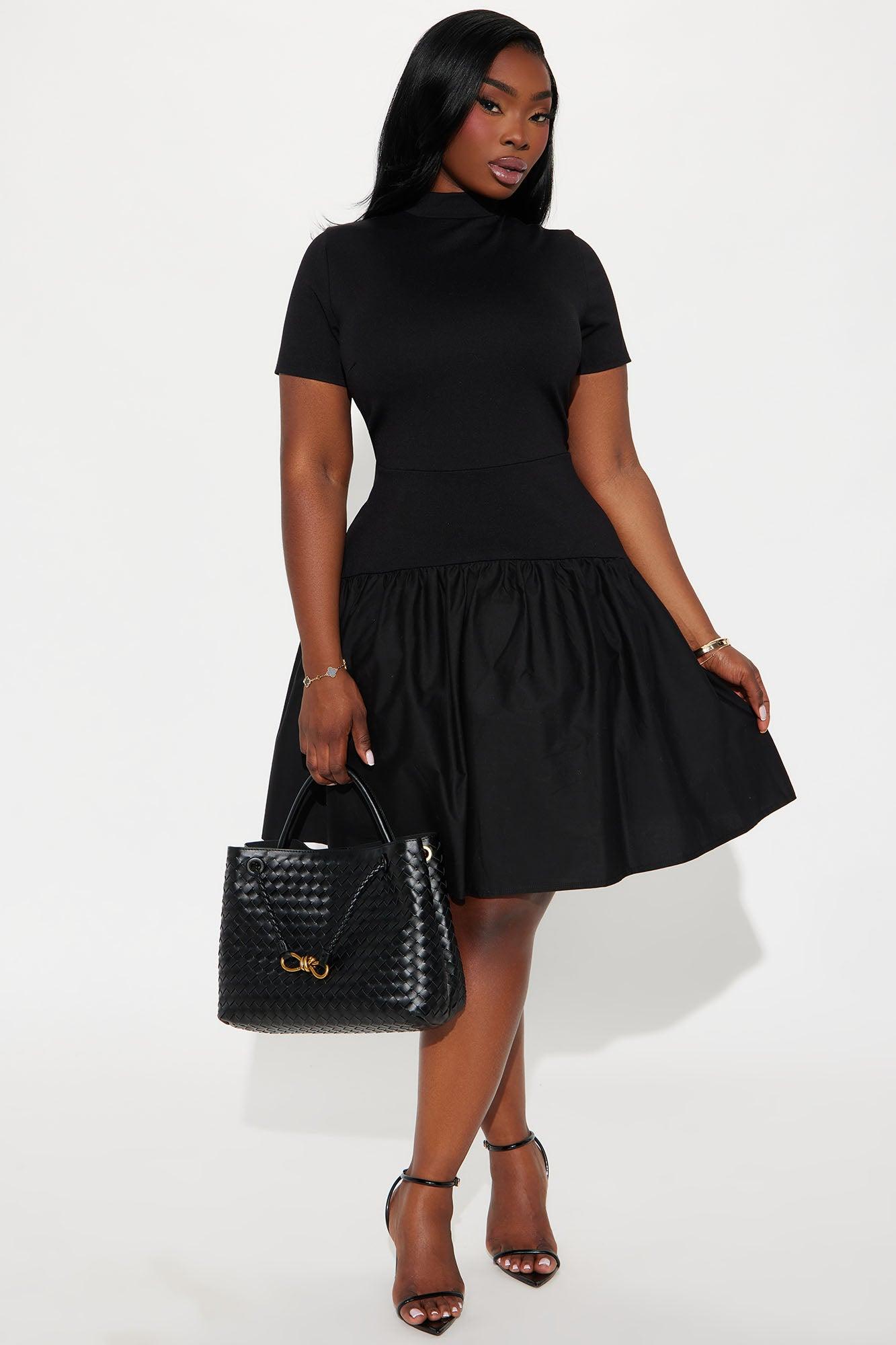 Kennedy Short Sleeve Drop Waist Mini Dress - Black Product Image