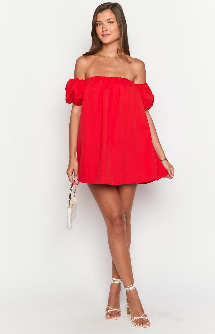 Jozette Red Off The Shoulder Mini Dress Product Image
