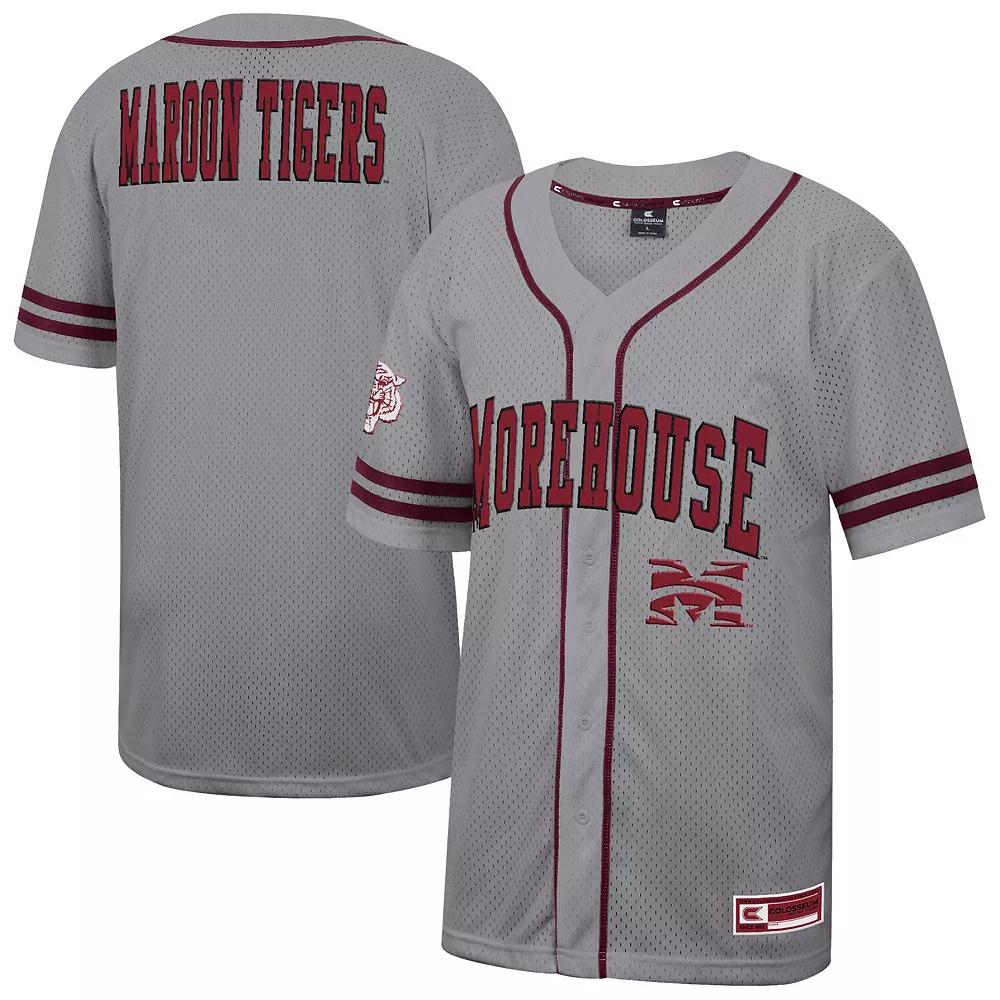 Men's Colosseum Gray Wyoming Cowboys Free Spirited Baseball Jersey,  Product Image