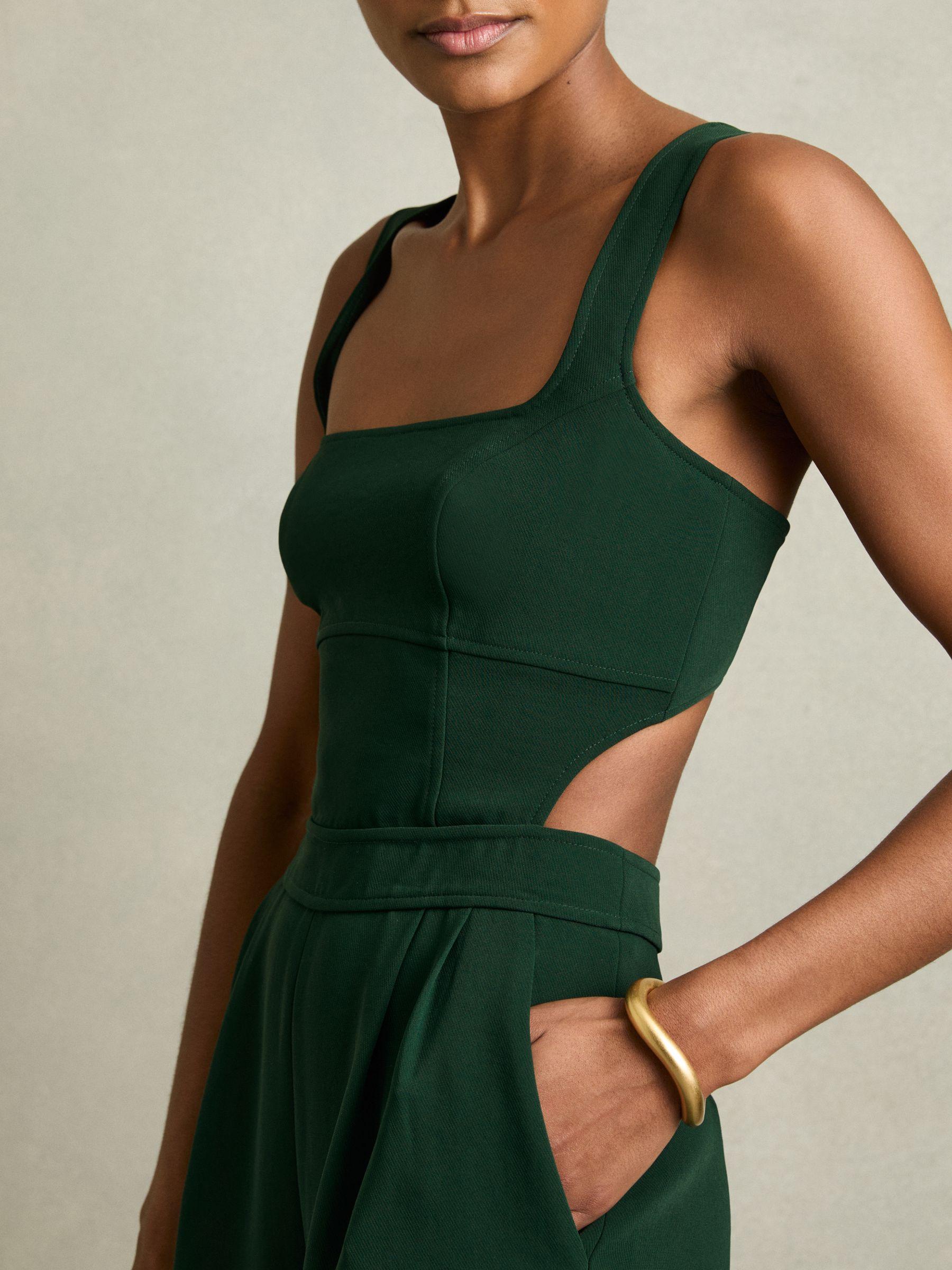 Wide-Leg Cut-Out Jumpsuit in Green Product Image