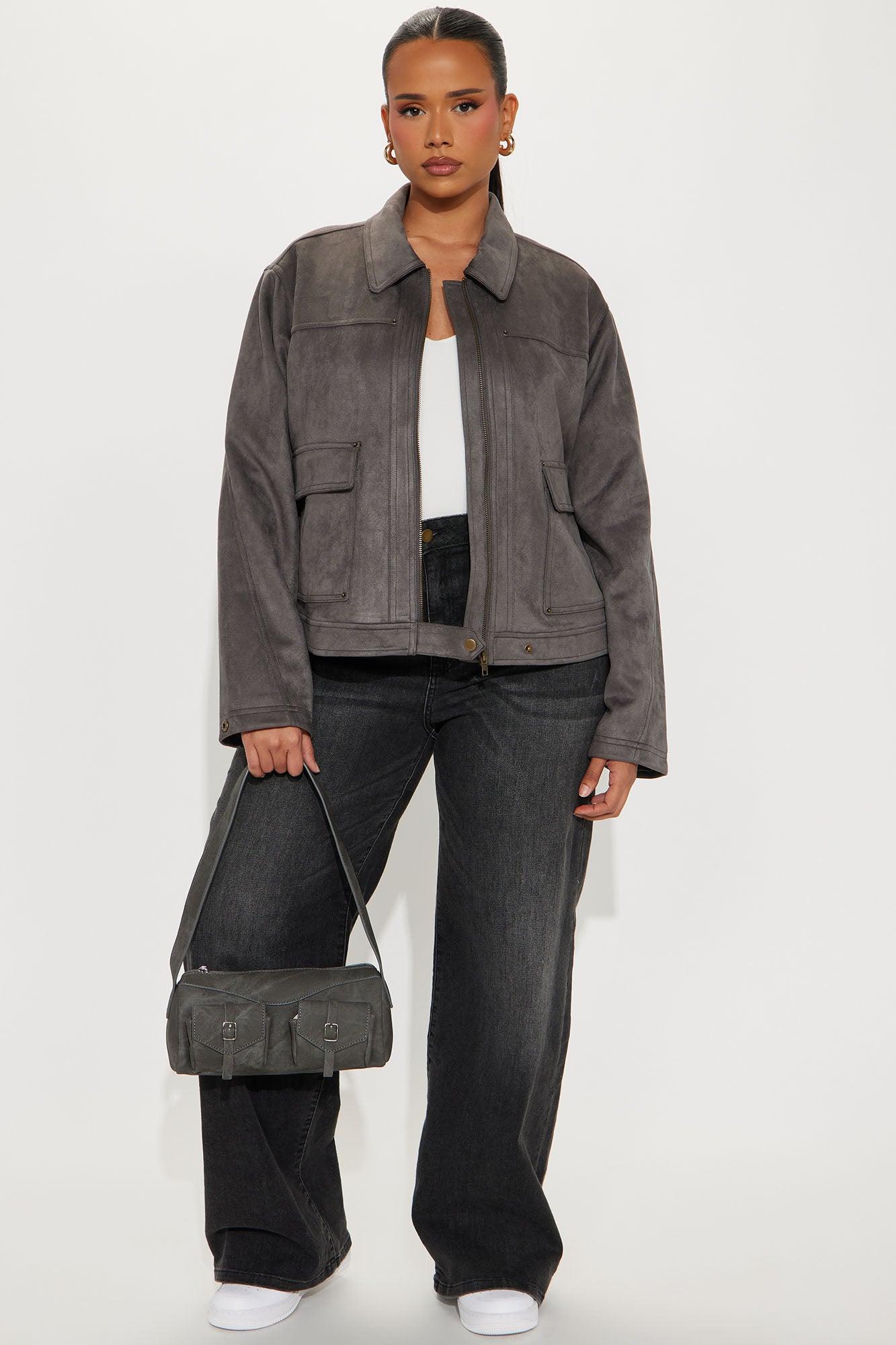 Ryder Faux Suede Jacket - Charcoal Product Image