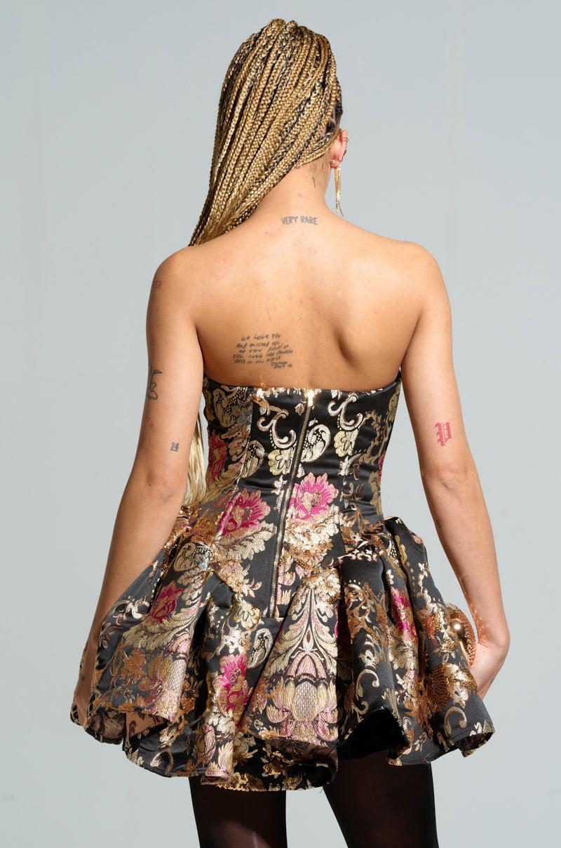 PURE ROYALTY BROCADE MINI DRESS Product Image