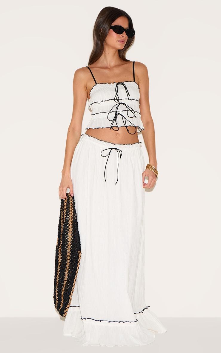 White Cheesecloth Contrast Cami Top Product Image