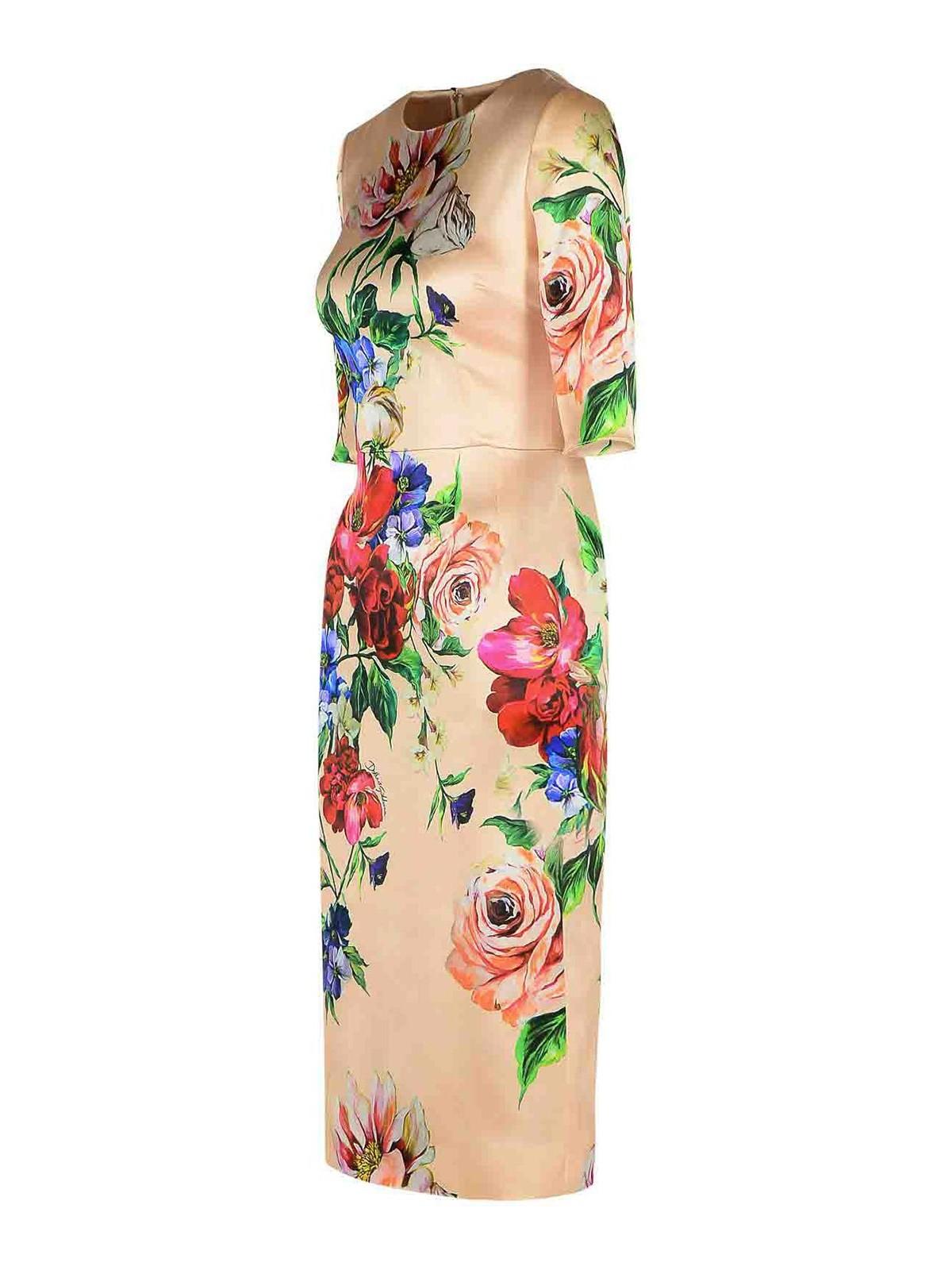 DOLCE & GABBANA Women Flower Print Midi Dress In Neutral Product Image