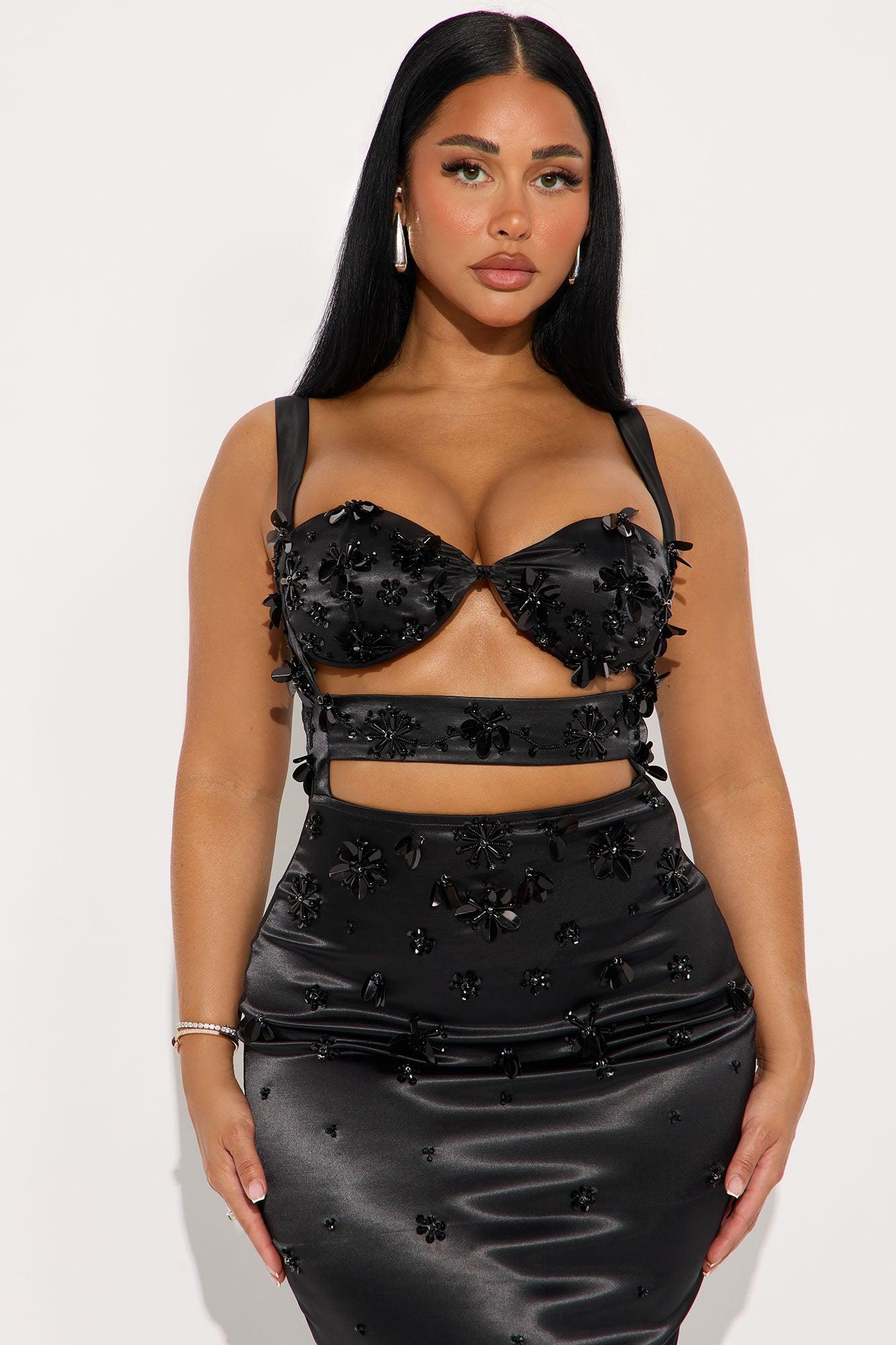 Kristi Embellished Satin Maxi Dress - Black Female Product Image