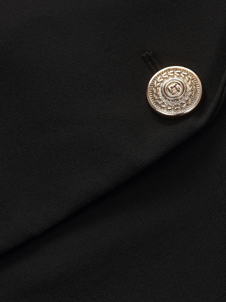 Worsted Woolen Crop Blazer With Detachable Sleeve Product Image