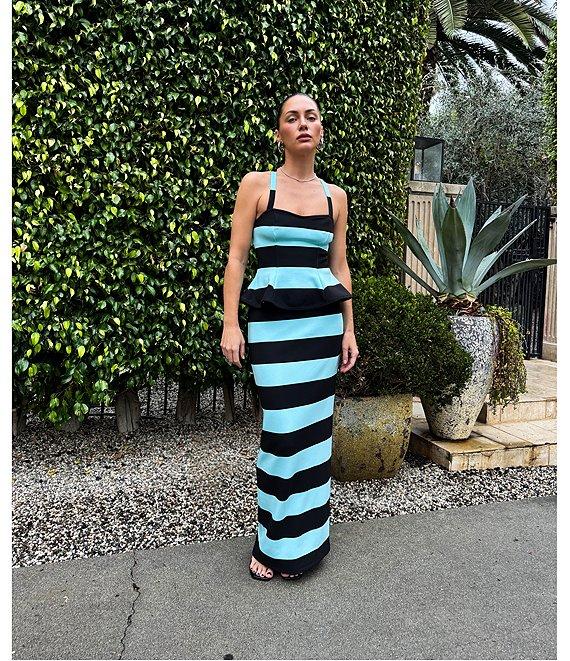 AFRM Franny Stripe Printed Matte Scuba Coordinating Maxi Skirt Product Image