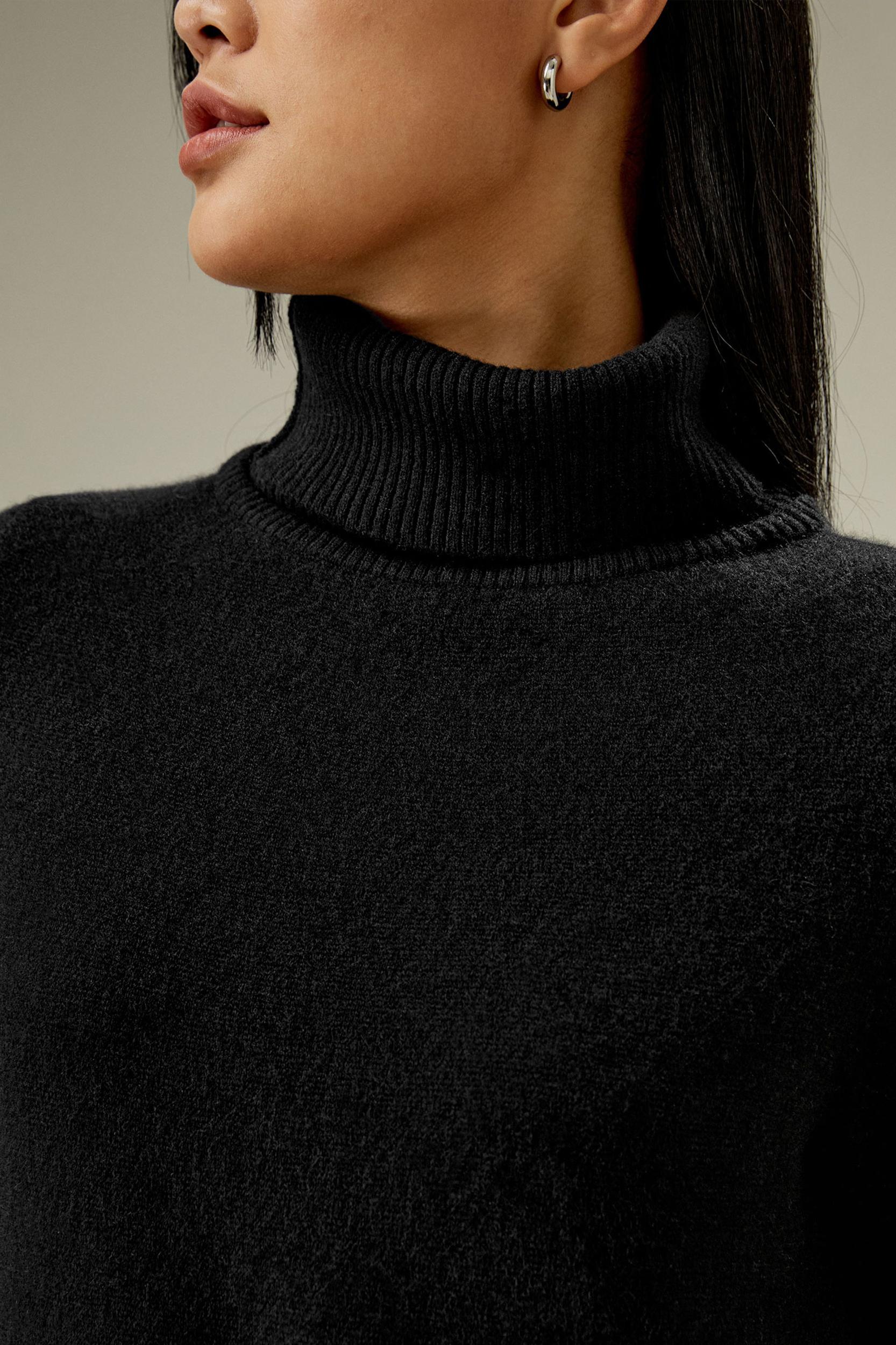 LILYSILK Long Cashmere Jumper Womens - Black Premium Cashmere - Comfortable A-Line Jumpers M Product Image