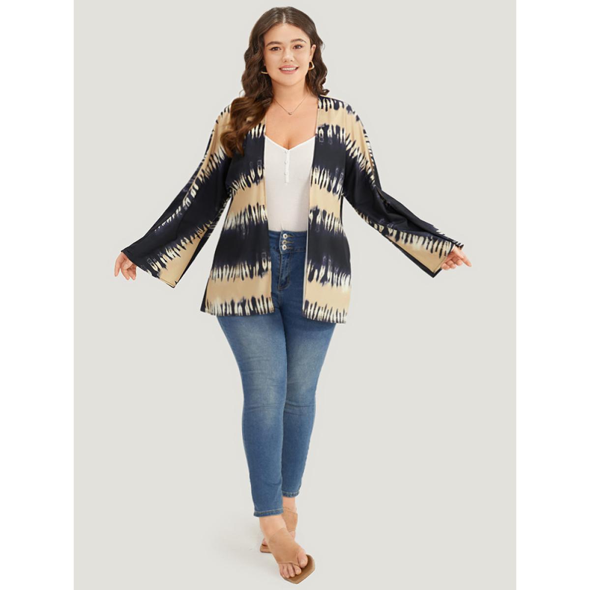 Plus Size Halloween Tie Dye Print Open Front Kimono Women Champagne Casual Printed Dailywear Kimonos BloomChic 14-16/1X Product Image