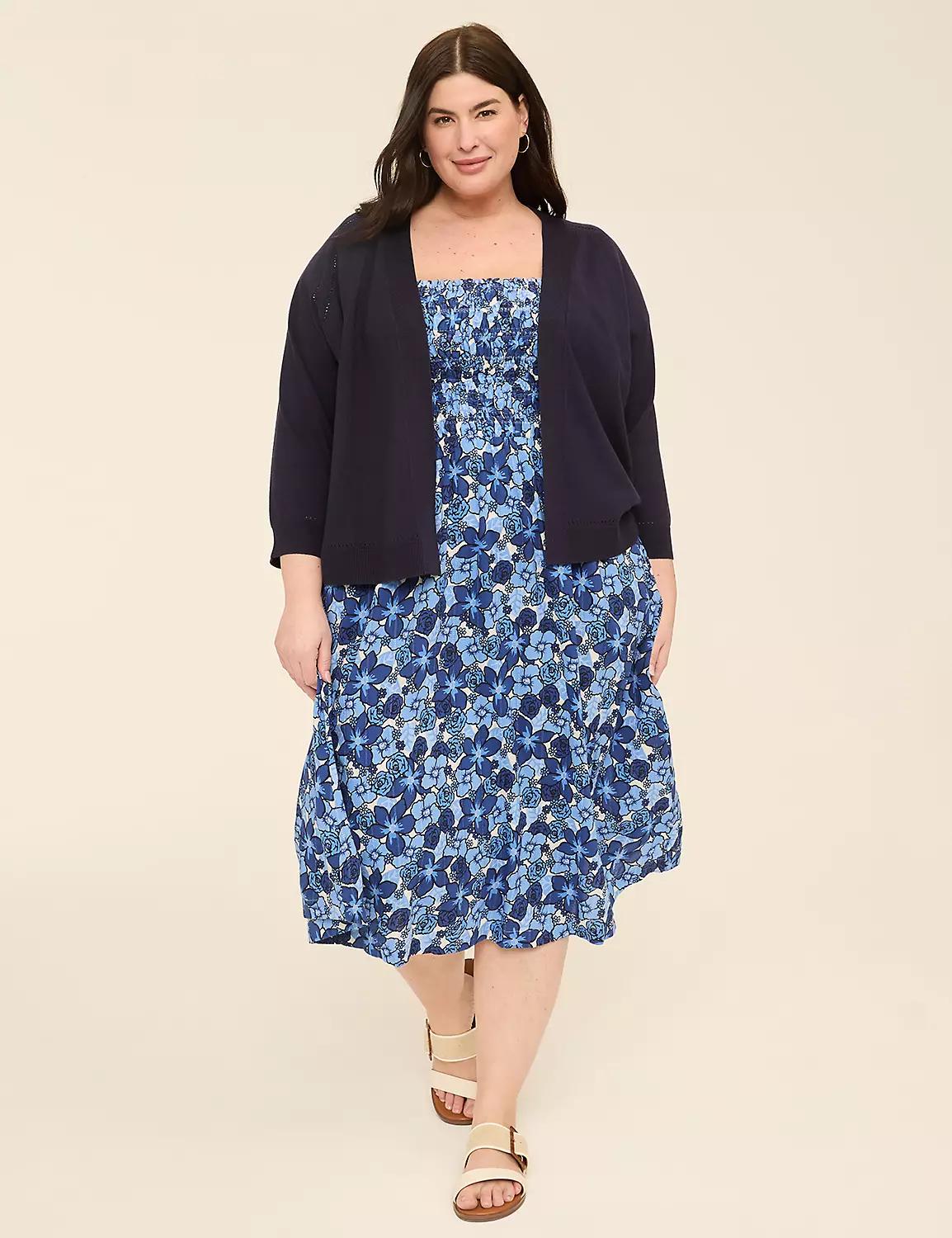 Smocked-Bodice Flutter-Sleeve Midi Dress Product Image