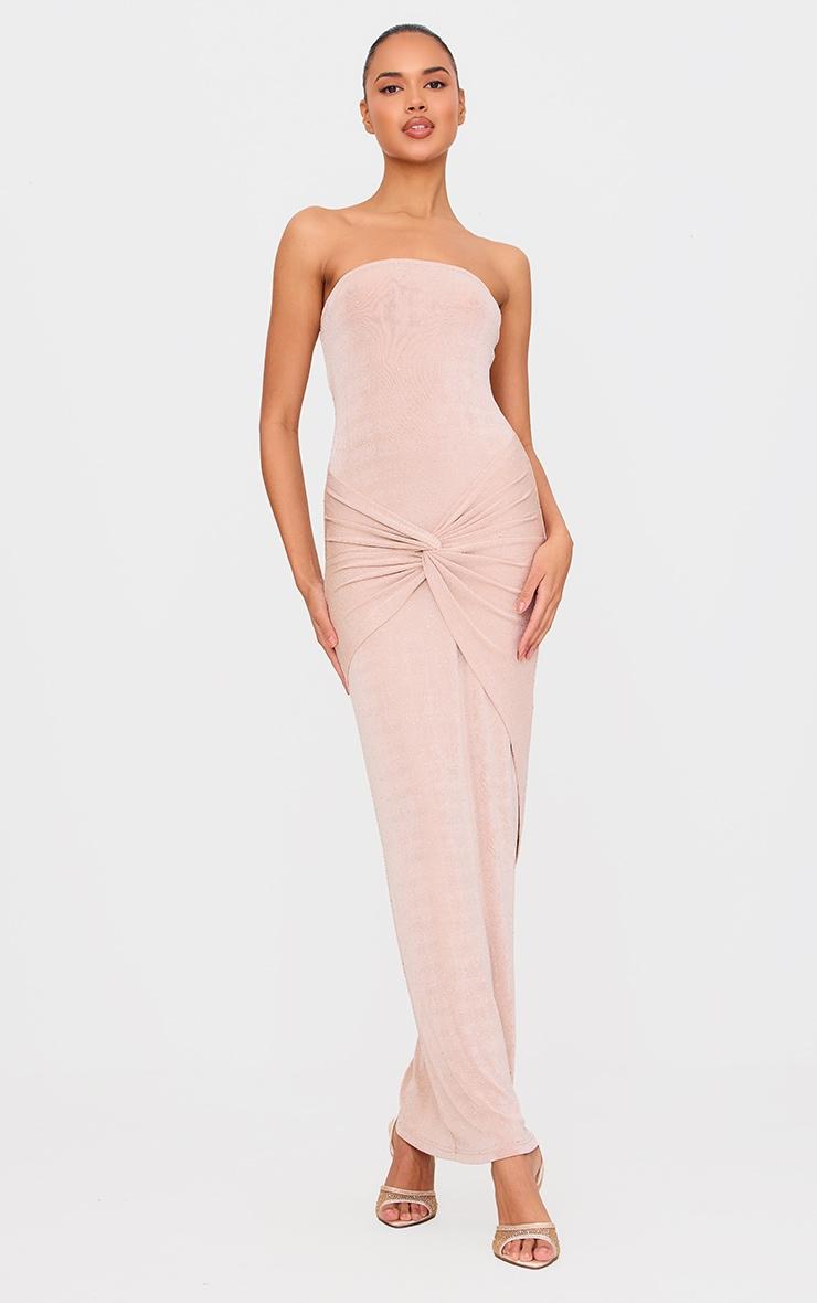 Nude Sheer Diamante Midaxi Dress Product Image