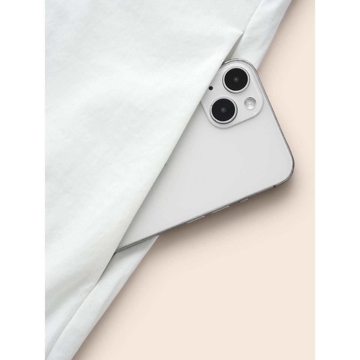 Plus Size Plain Shirt Collar Shirred Bubble Dress Originalwhite Women Elegant Button Shirt collar Long Sleeve Curvy BloomChic 30/6X Product Image