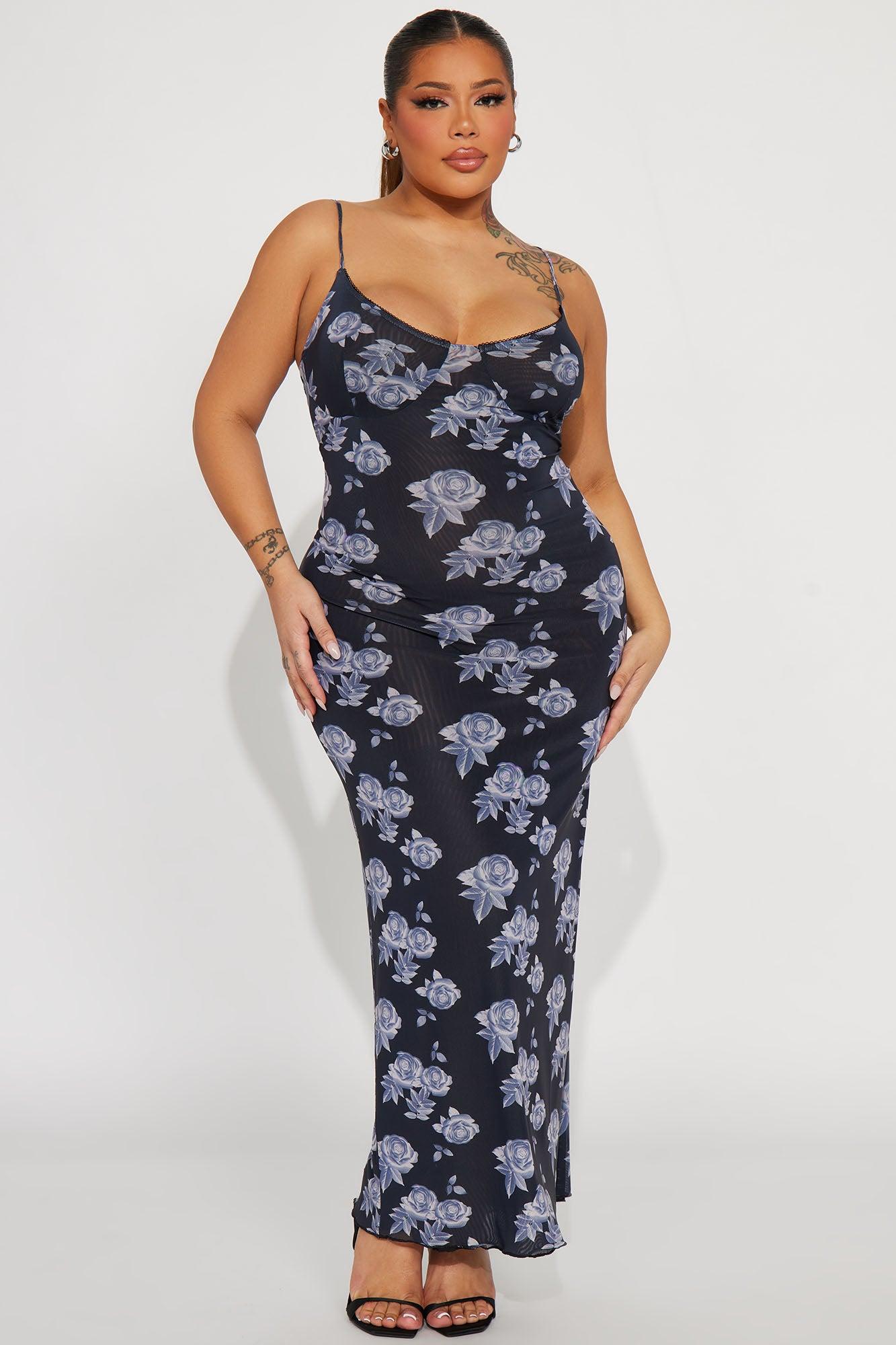 Bella Mesh Maxi Dress - Navy/combo Product Image