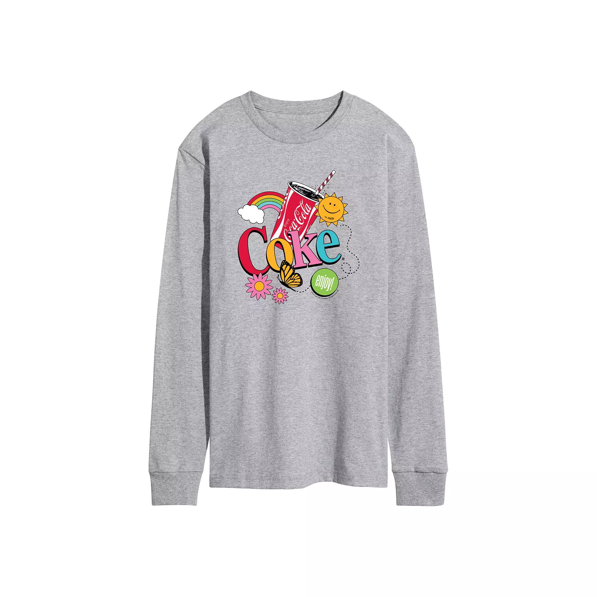 Men's Coke Colorful Coke Collage Long Sleeve Graphic Tee,  Product Image