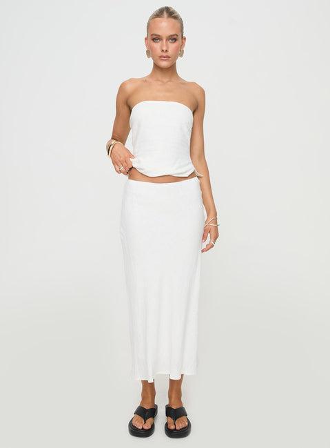 Ermias Linen Blend Midi Skirt White Product Image