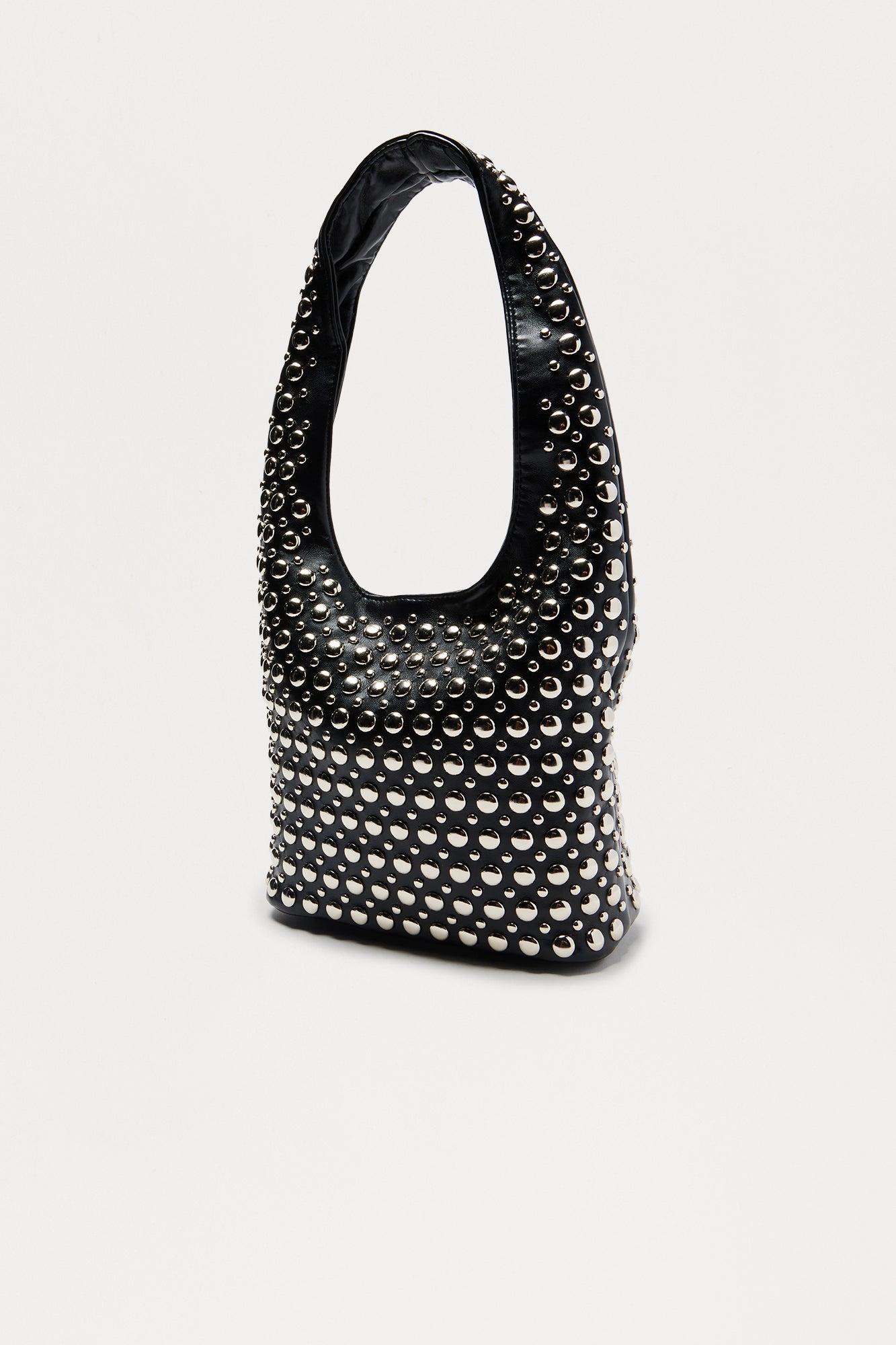 Midnight Metal Faux Leather Handbag - Black Female Product Image