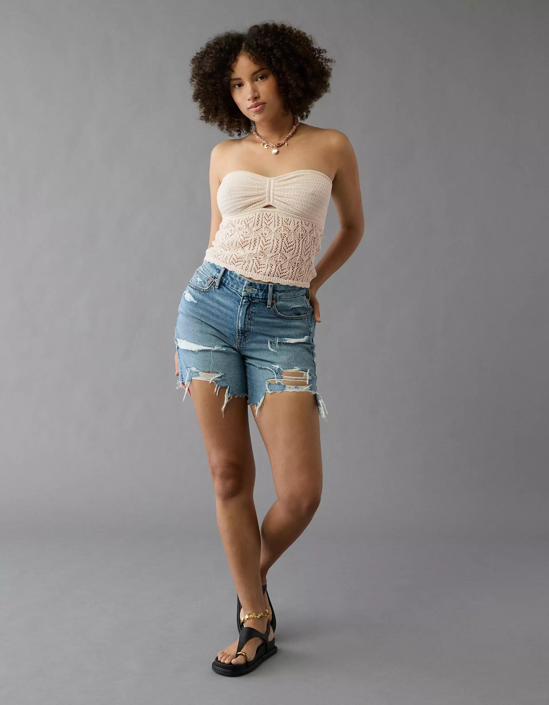 AE Cropped Crochet Tube Top Product Image