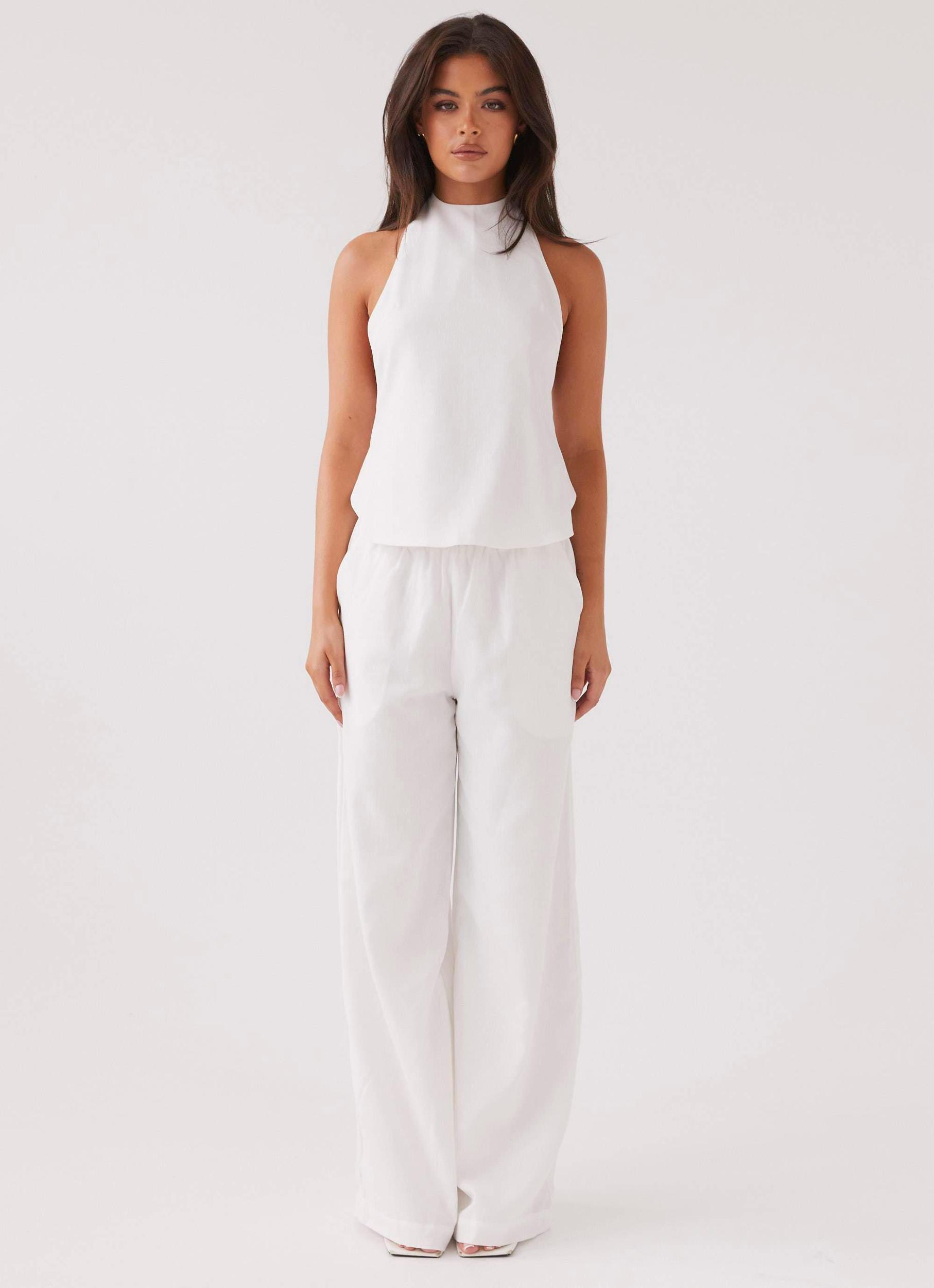 Heatwave Linen Apron Top - White Product Image