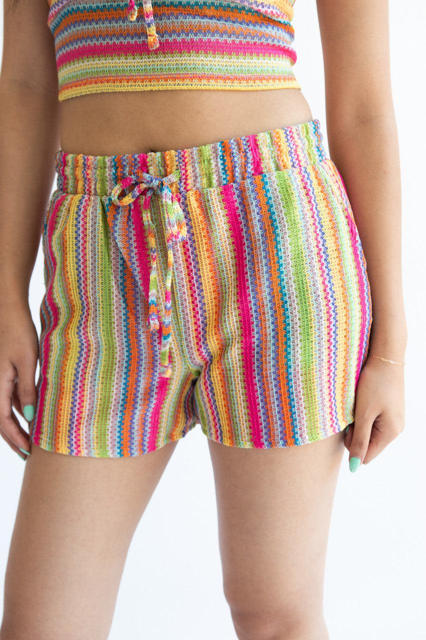 Crochet Stripe Shorts Product Image