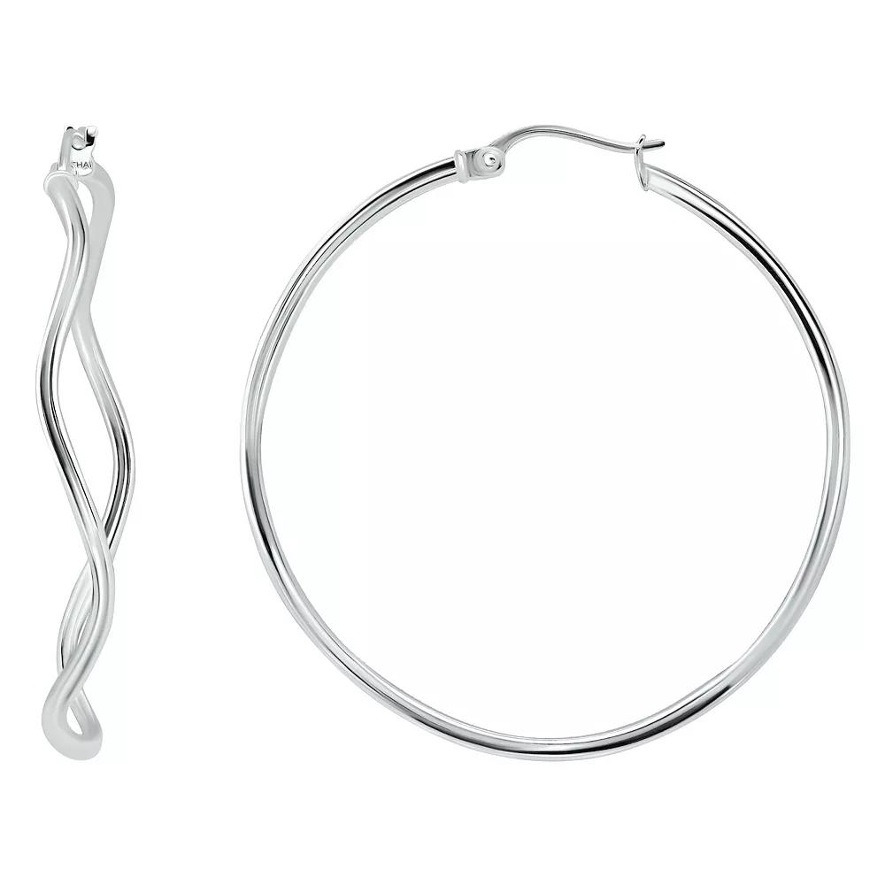 Aleure Precioso Sterling Silver Wavy Hoop Earrings, Women's, Gold Tone Product Image