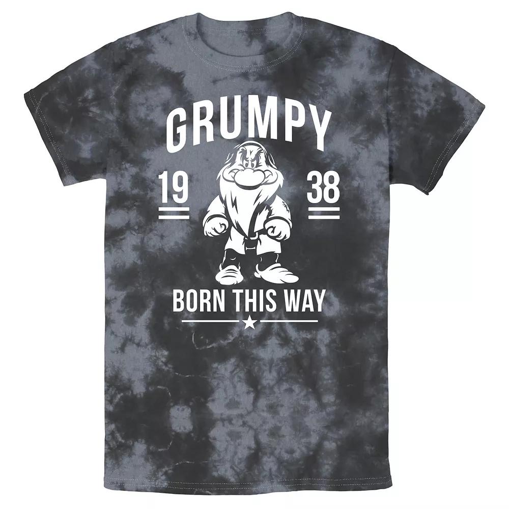Men's Disney Snow White Grumpy Born This Way 1938 Bomabrd Wash Tee, Size: Large, Black Grey Product Image
