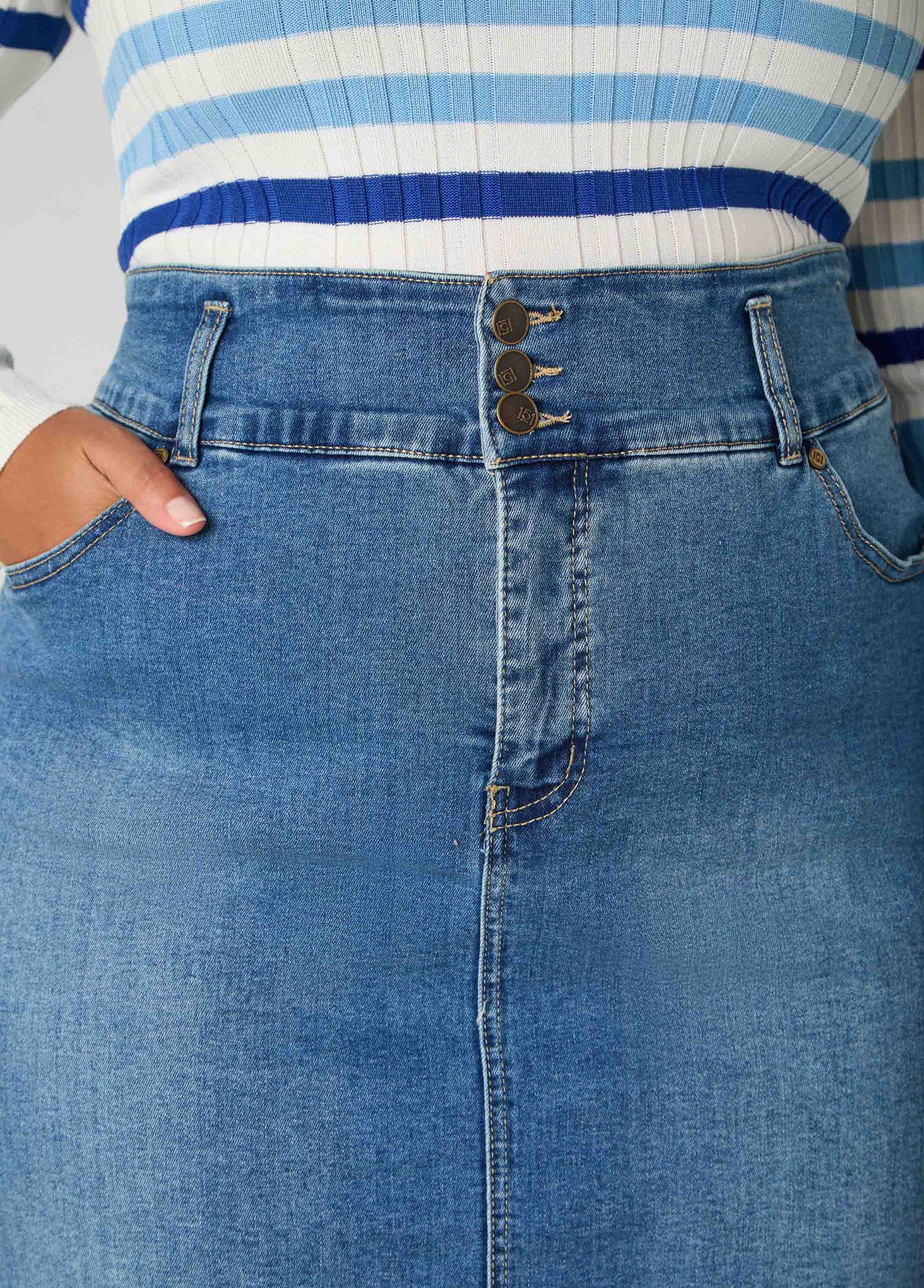 Plus Size Stretch Denim Pencil Skirt Ashley Stewart Product Image