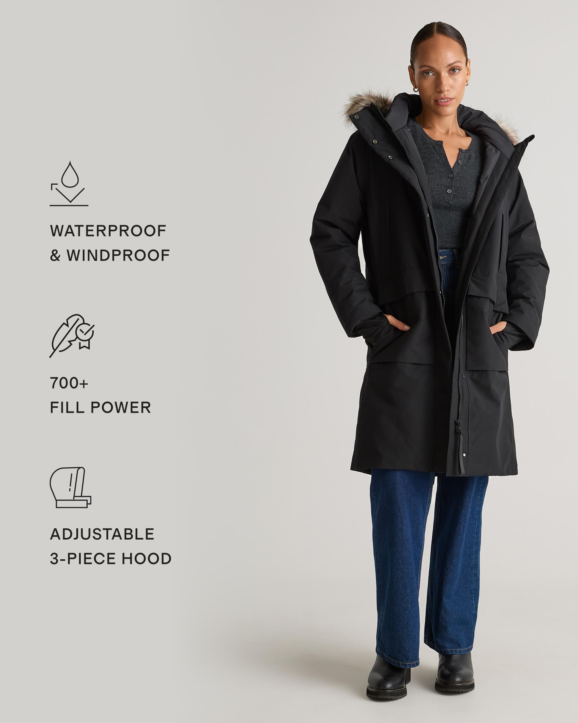 Quince | Women's Responsible Down Hooded Long Parka Size XL, Recycled Polyester Product Image