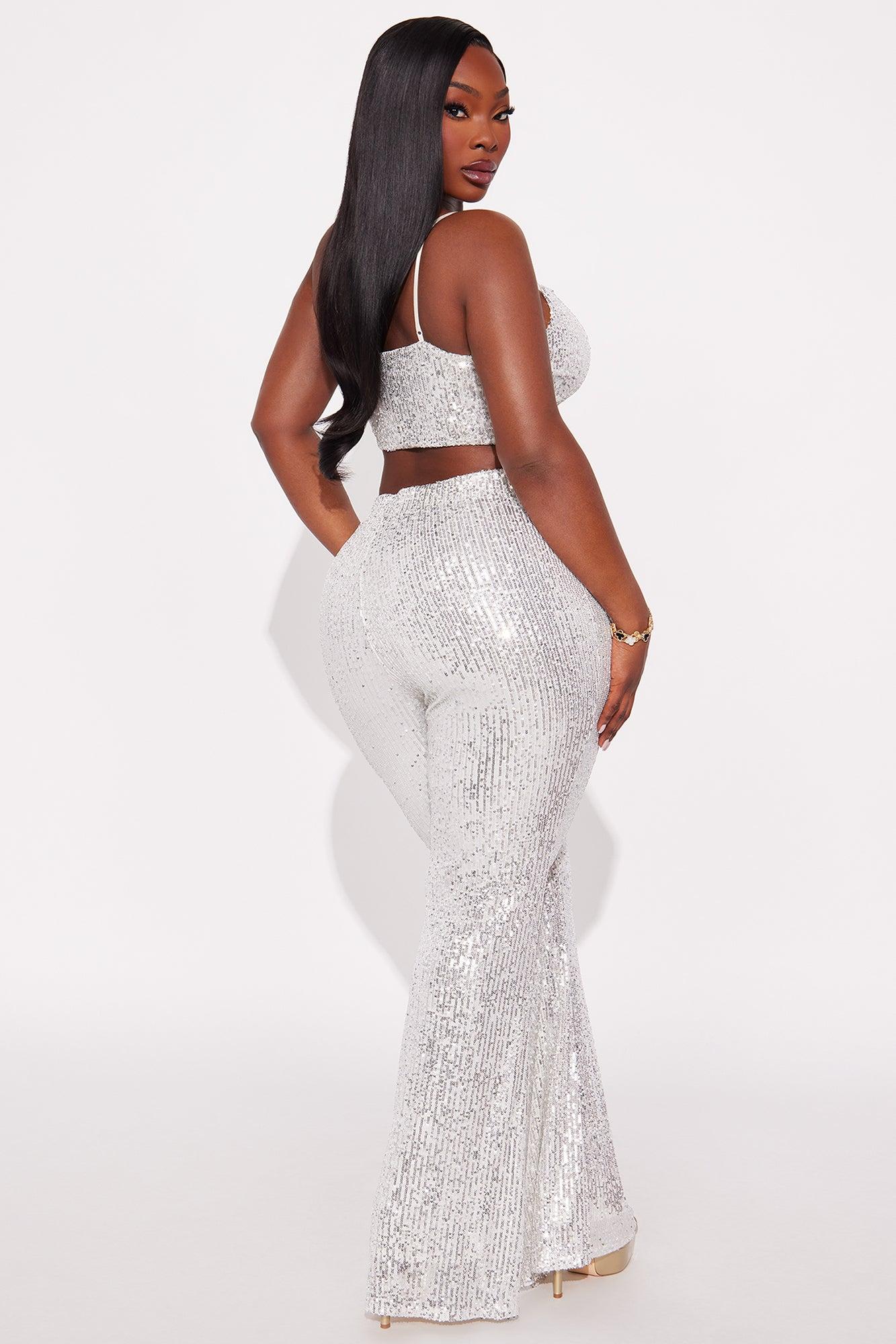 Spotlight Ready Sequin Pant Set - Silver Female Product Image