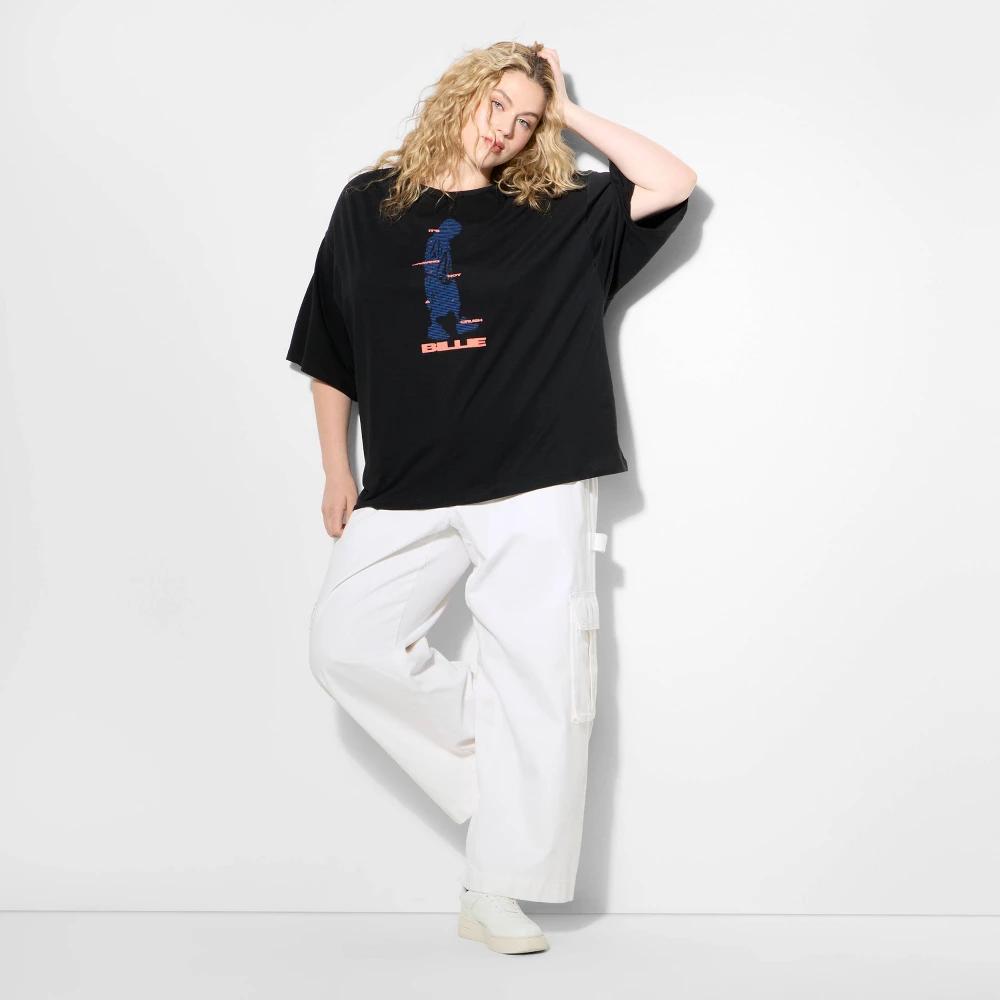 Women's Billie Eilish Oversized Short Sleeve Graphic T-Shirt - Black Product Image