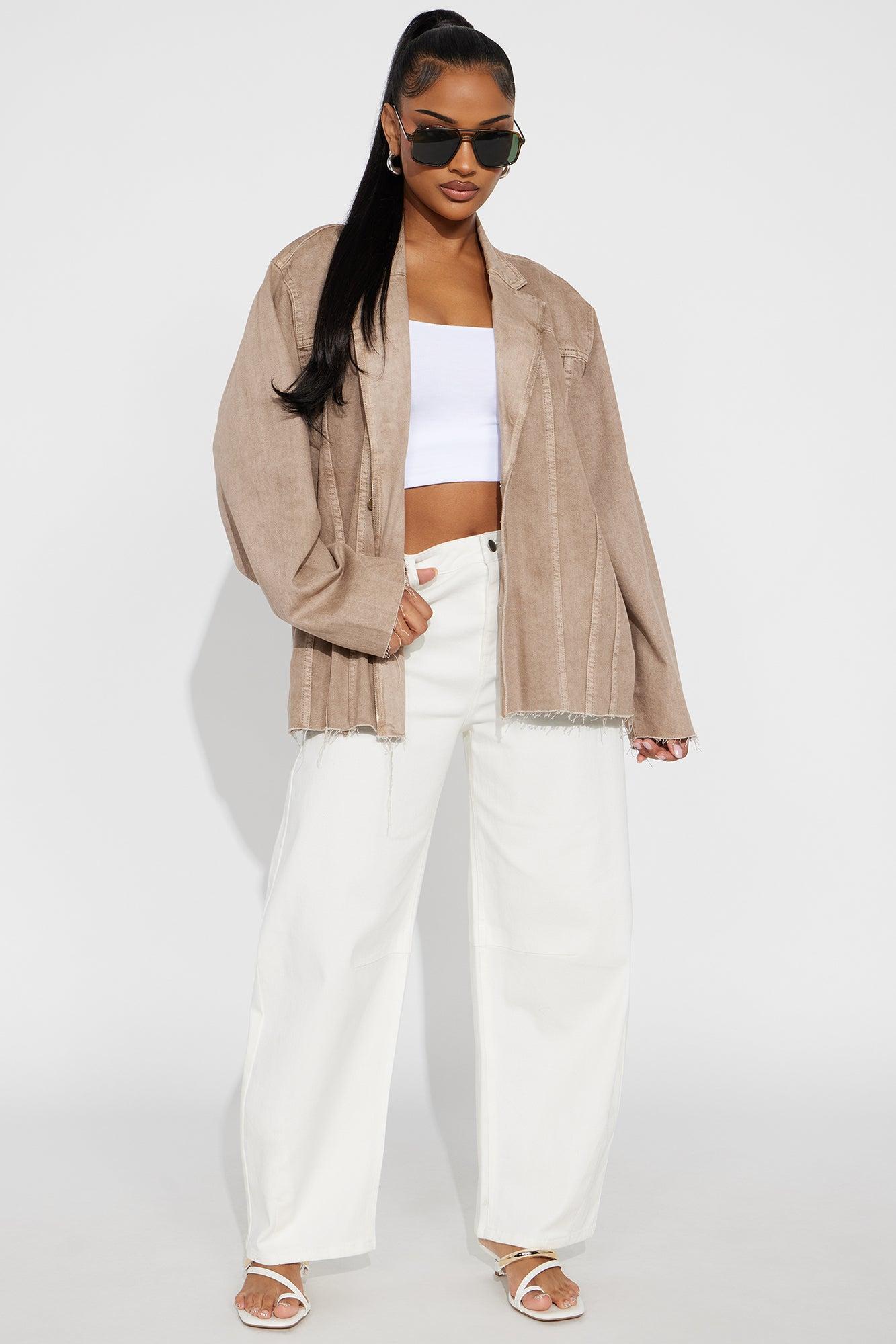 Sephina Oversized Denim Blazer - Taupe Product Image