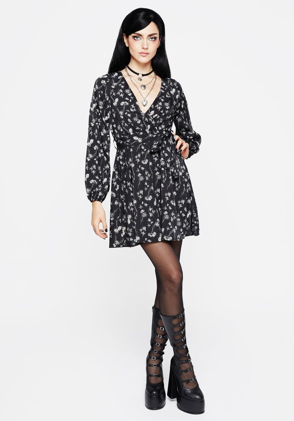Claricia Long Sleeved Floral Faux Wrap Mini Dress Product Image